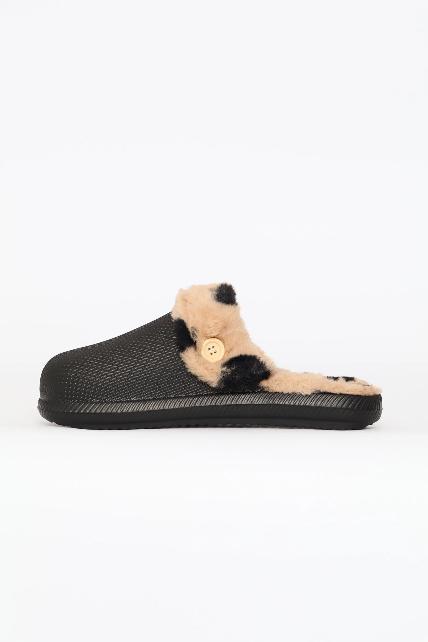 Printed Lined Closed Toe Slipper - Black - Image 5