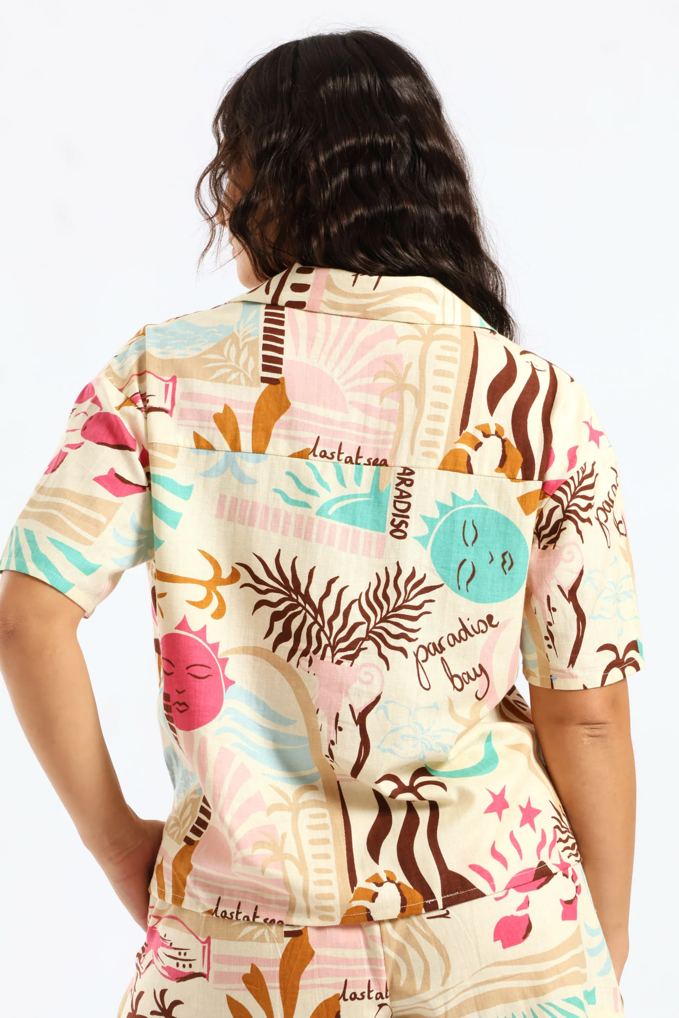 Printed Linen Shirt - Beige - Image 5