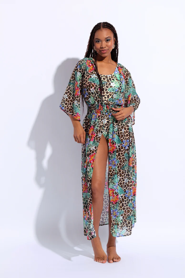 Printed Maxi Kimono - Multi - Image 3