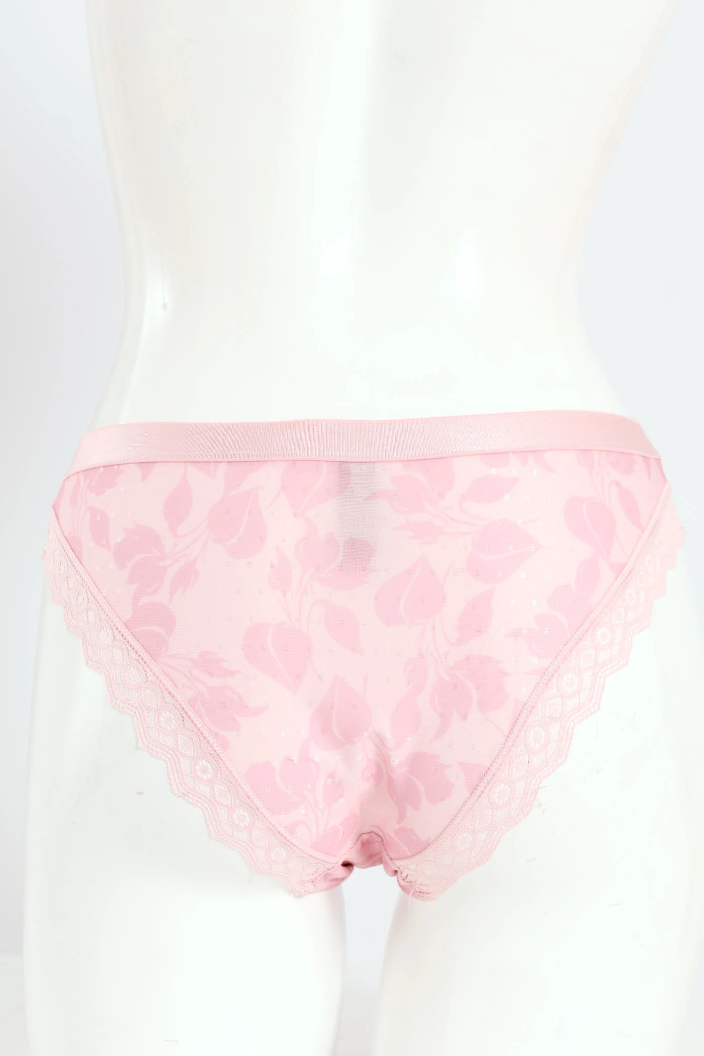 Printed Microfiber & Lace Brazilian Panty - Shrinking Violet - Pink - Image 3