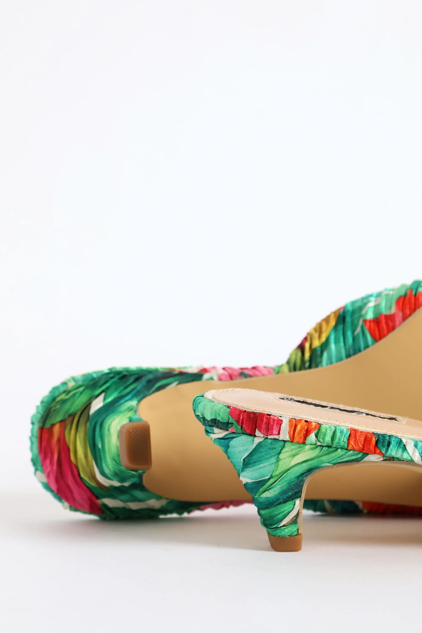 Printed Pleated Mule Heel - Multi - Image 2