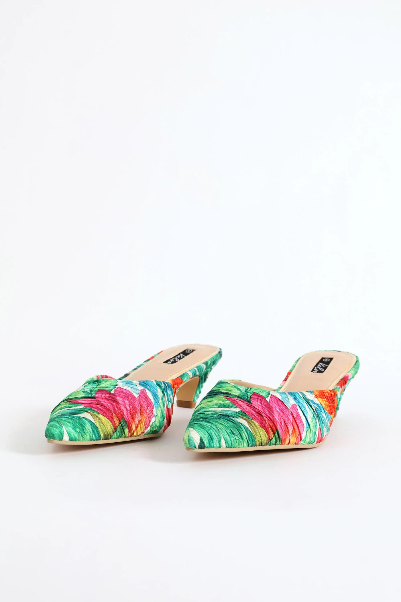 Printed Pleated Mule Heel - Multi - Image 3
