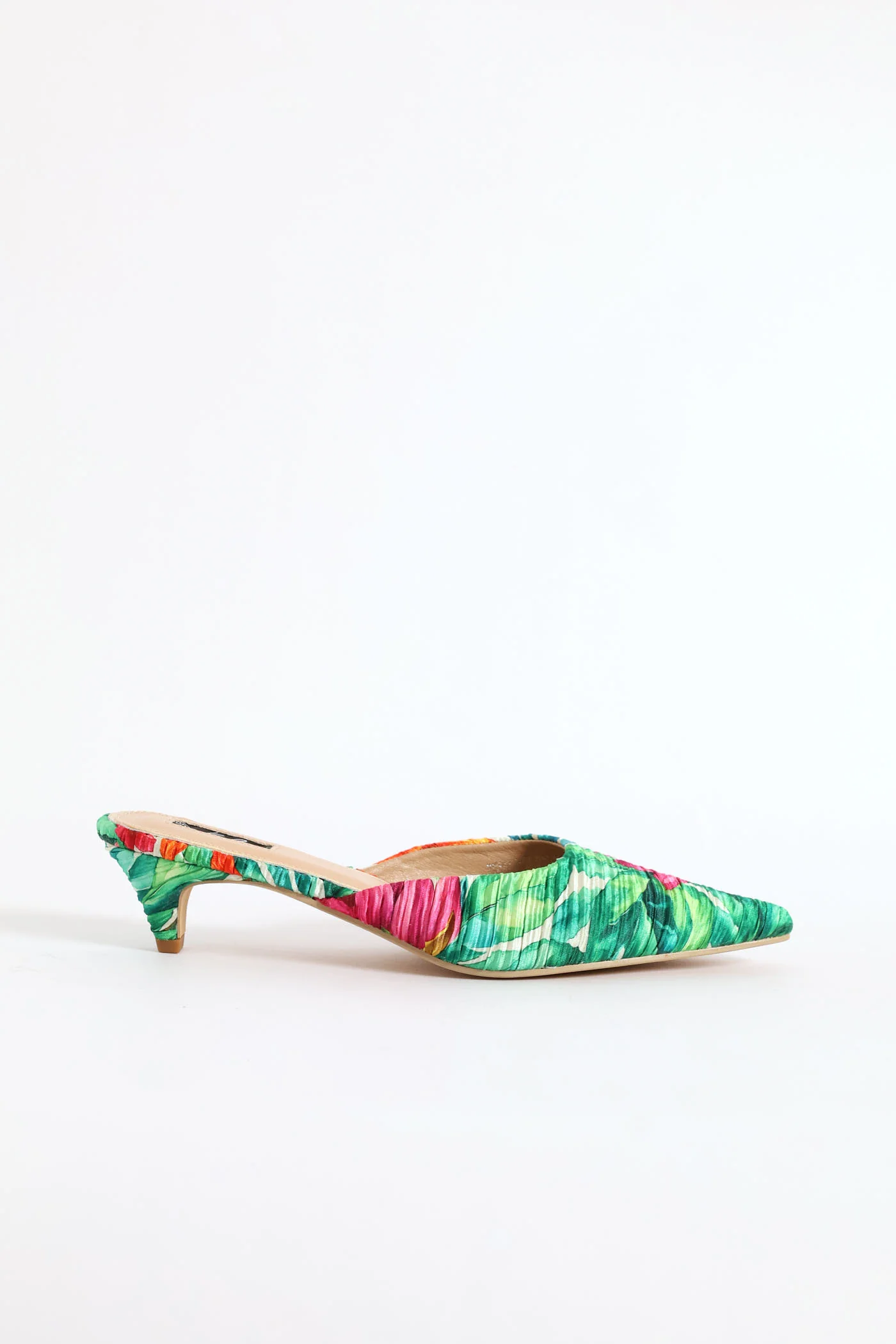 Printed Pleated Mule Heel - Multi - Image 6