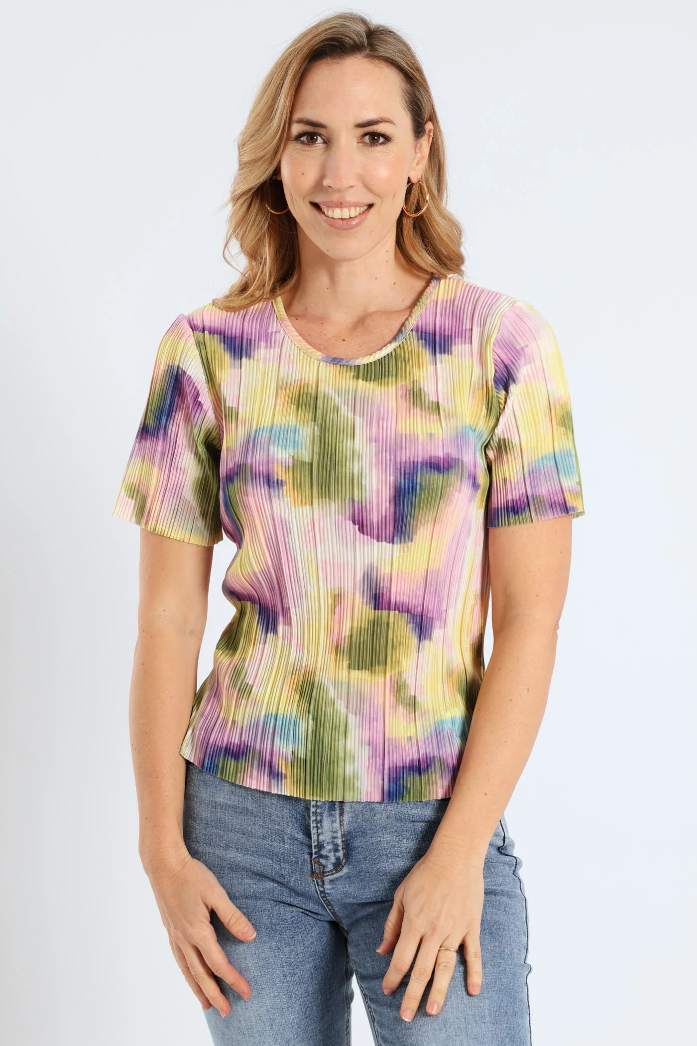 Printed Plisse Tee - Multi - Image 6