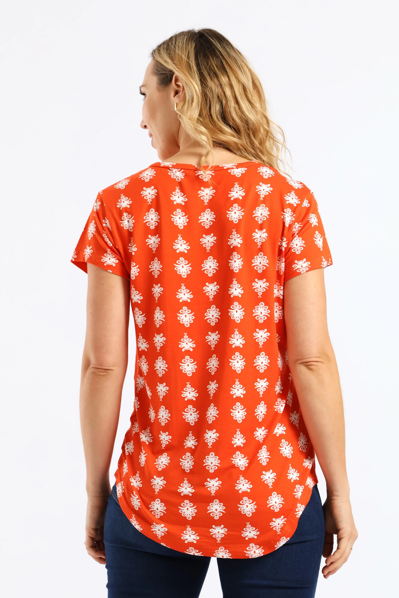 Printed Pocket Tee - Orange/White - Image 4