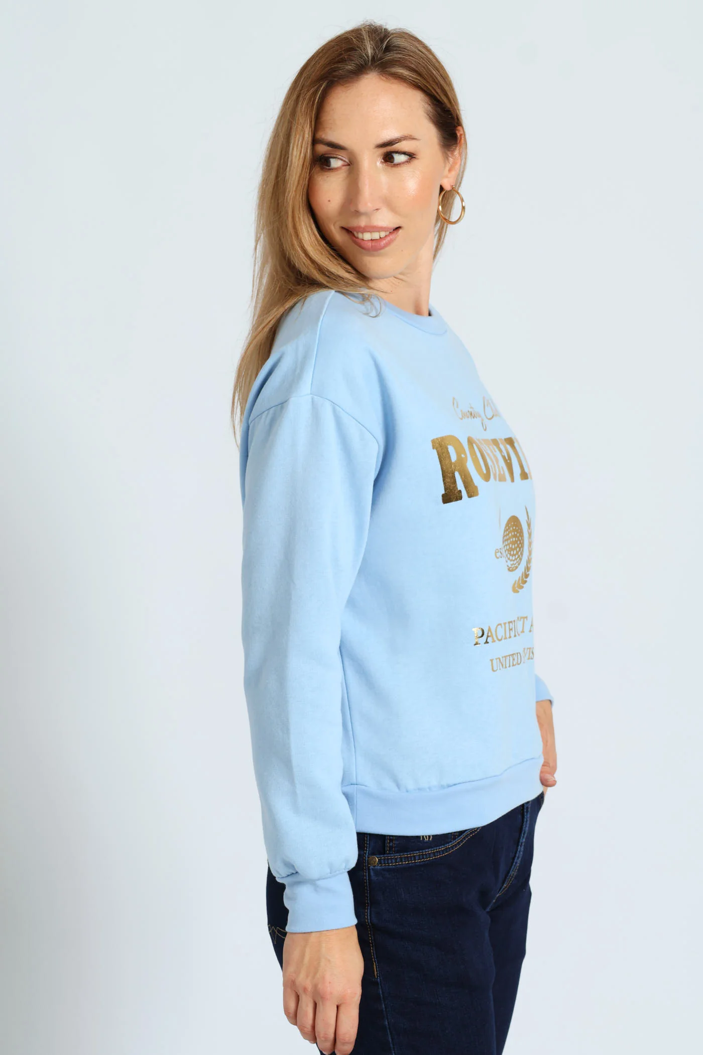 Printed Screen Pullover - Pale Blue - Image 2