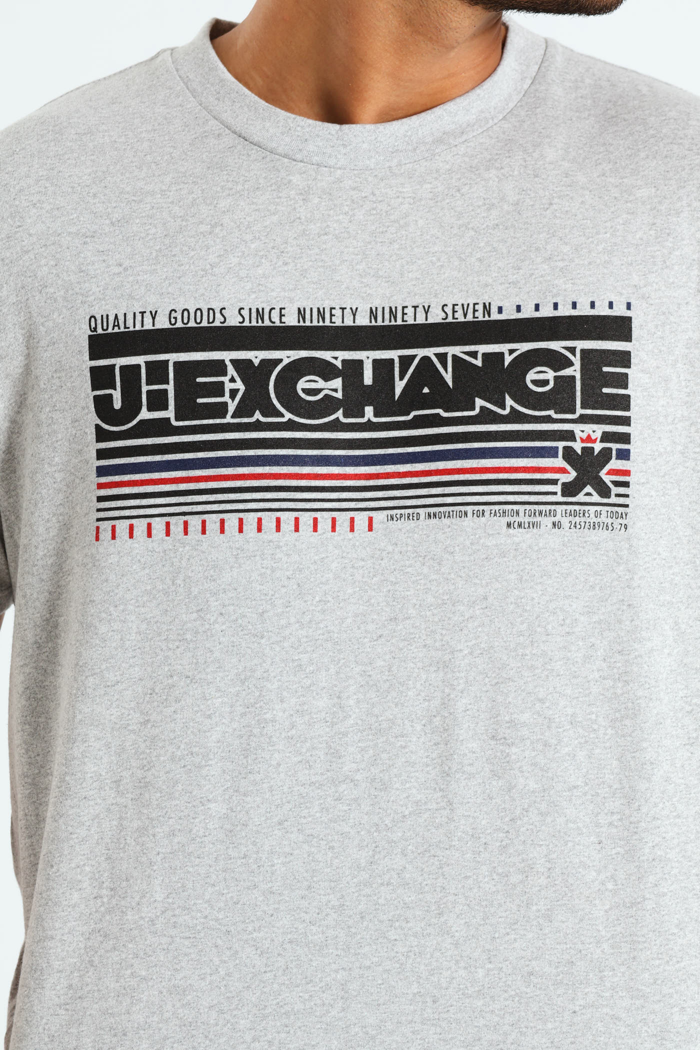 Printed Tee - Grey Melange - Image 2