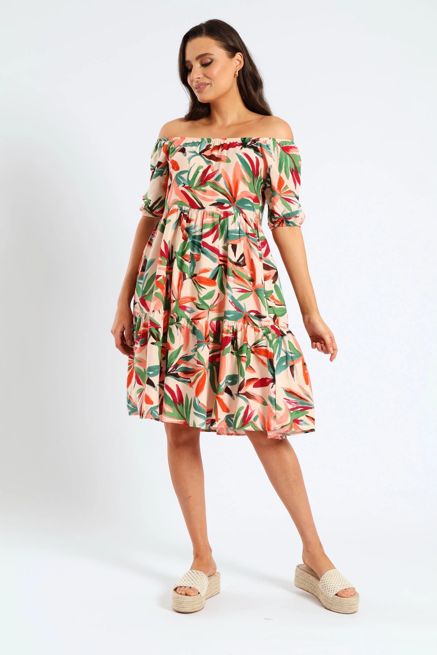 Printed Tiered Gypsy Mini Dress - Multi - Image 11