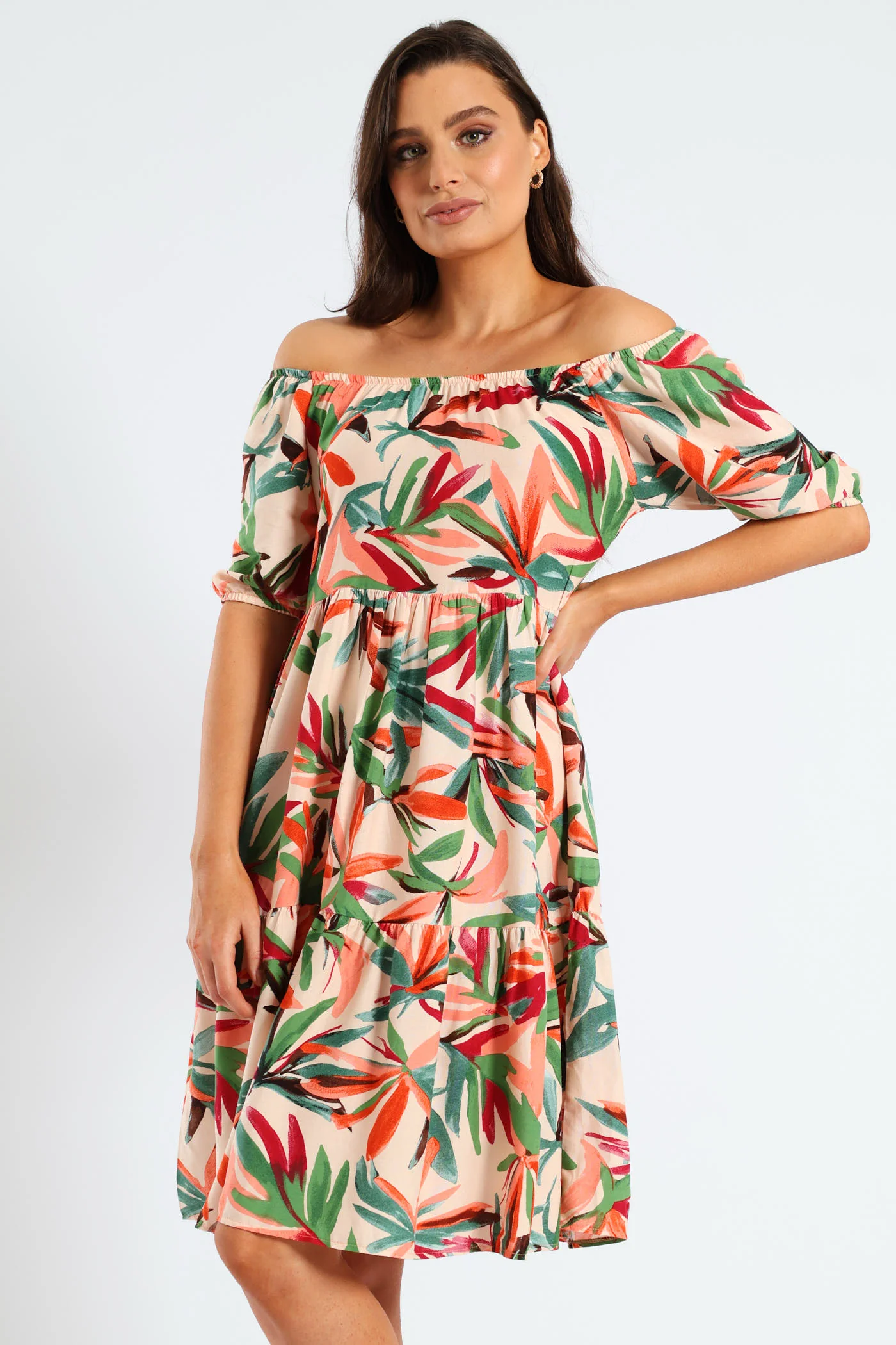 Printed Tiered Gypsy Mini Dress - Multi - Image 2