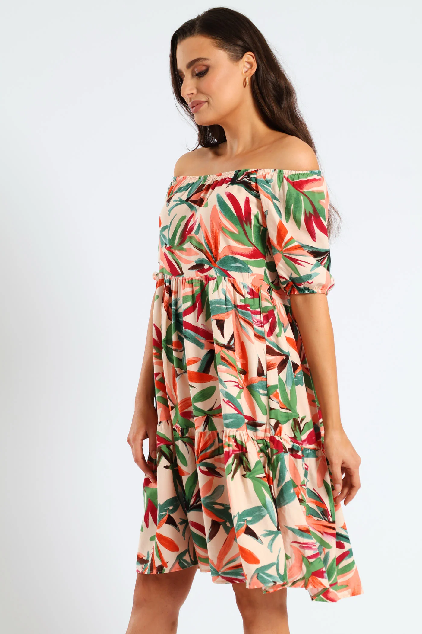 Printed Tiered Gypsy Mini Dress - Multi - Image 5