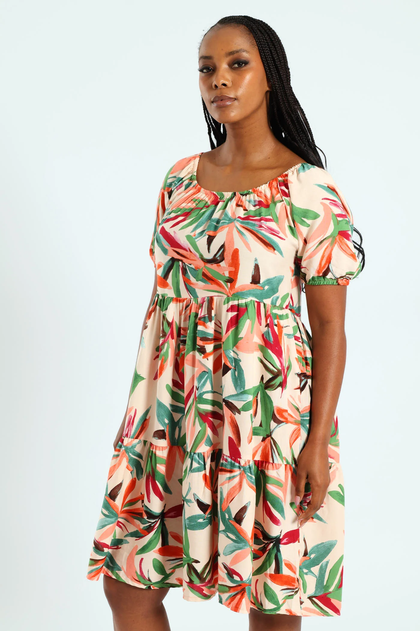 Printed Tiered Gypsy Mini Dress - Multi - Image 6