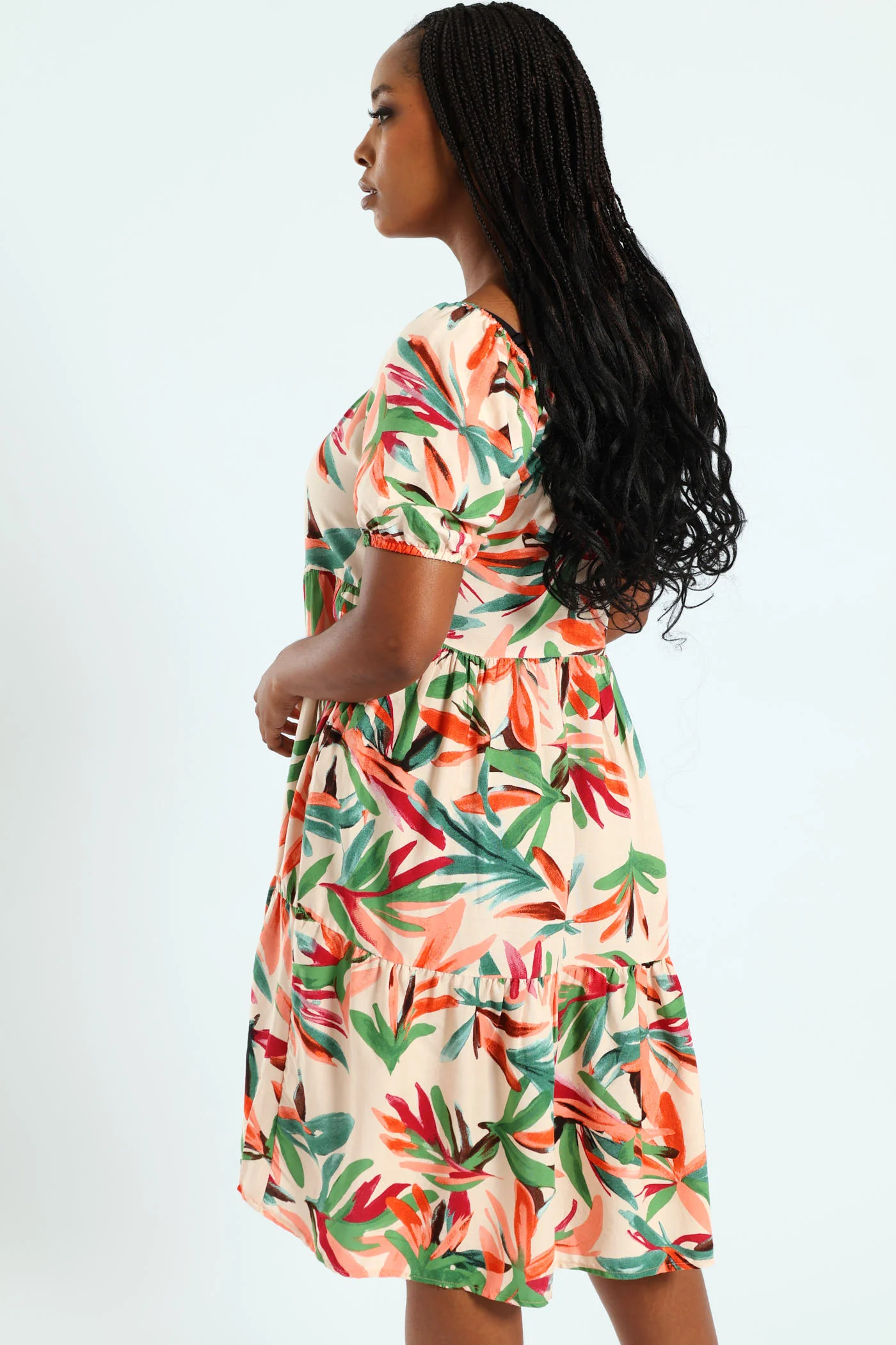 Printed Tiered Gypsy Mini Dress - Multi - Image 7