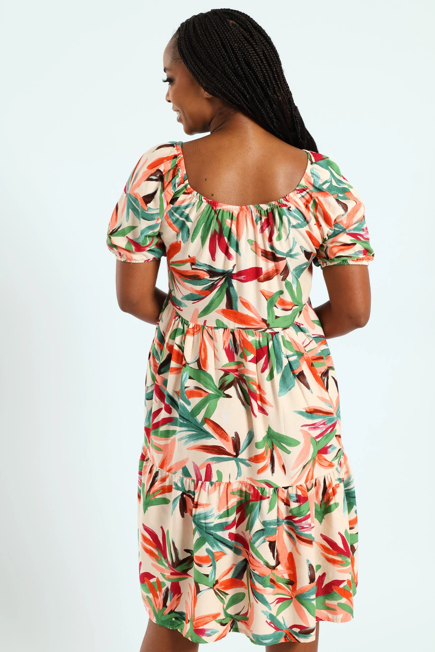 Printed Tiered Gypsy Mini Dress - Multi - Image 9