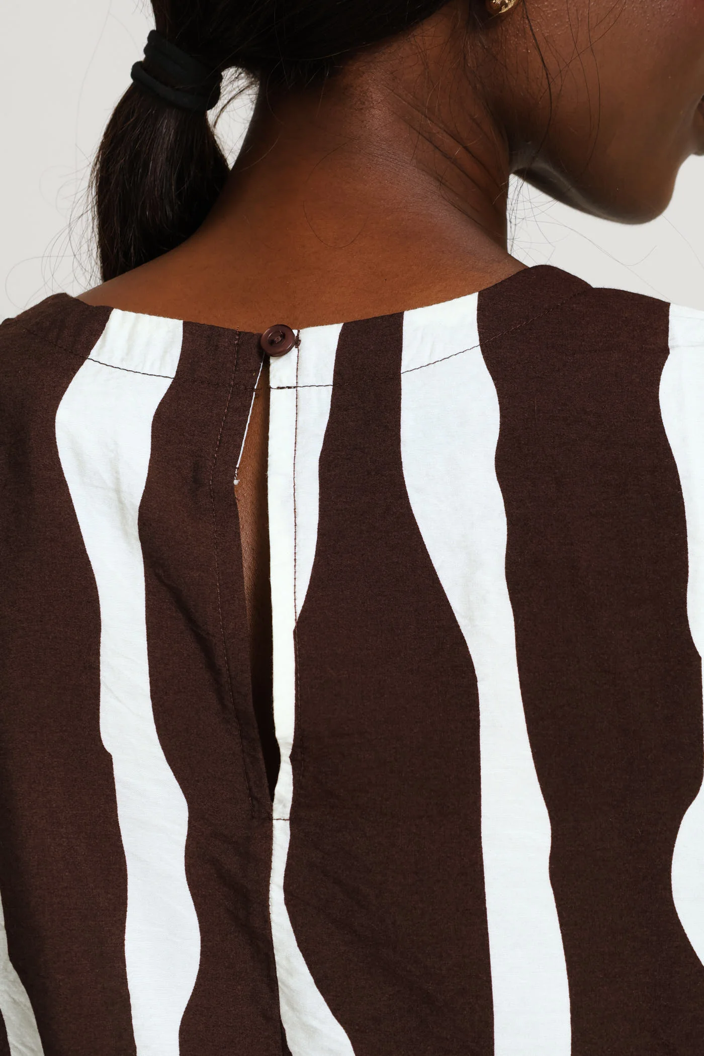 Printed Striped Tee - Cream/Chocolate - Image 4