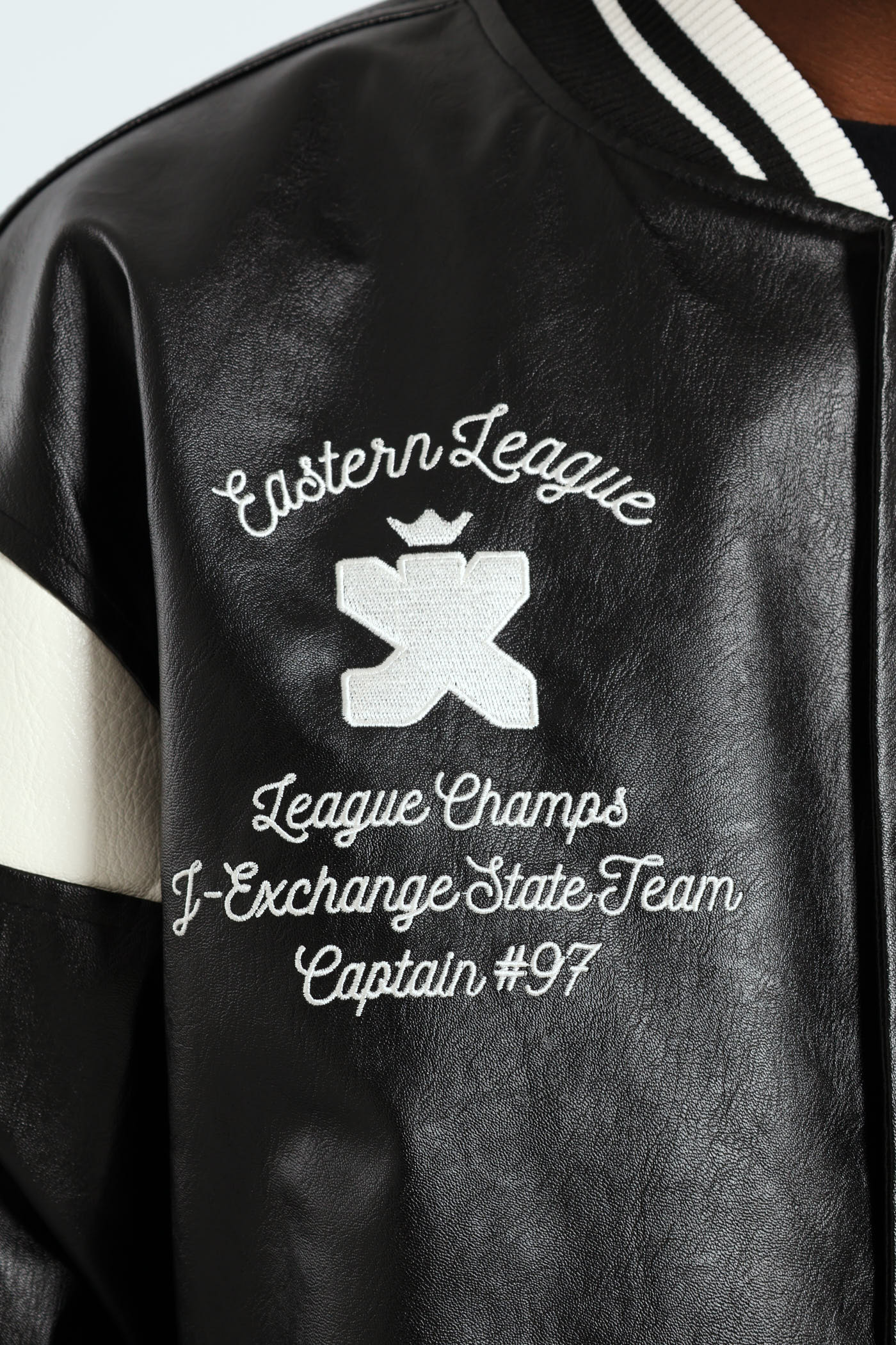 PU Baseball Jacket - Black - Image 6