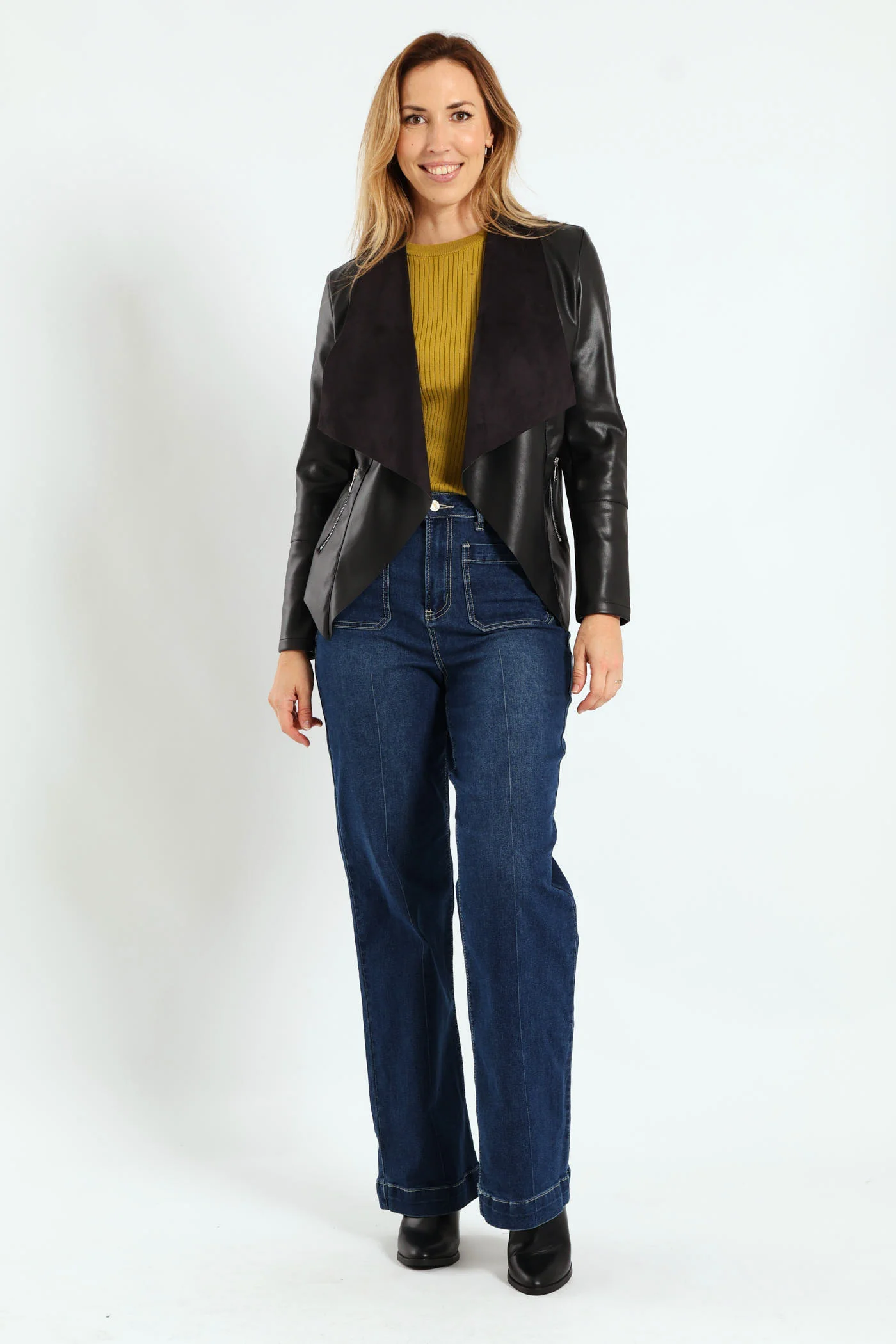 Pu Waterfall Jacket - Black - Image 2
