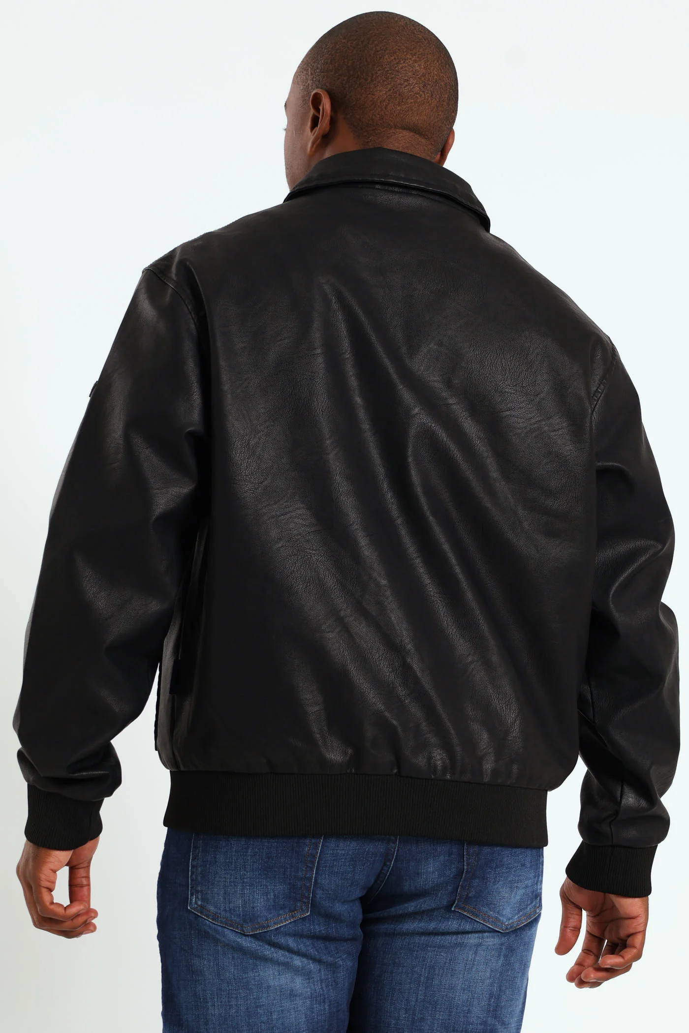 PU Zip Through Bomber - Black - Image 10