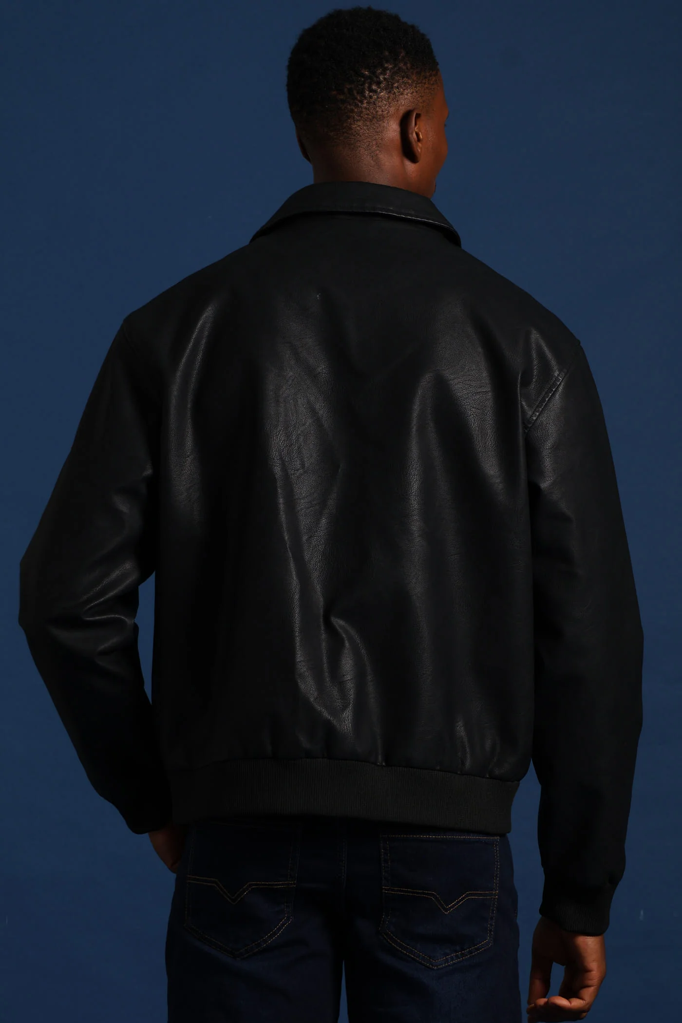 PU Zip Through Bomber - Black - Image 8