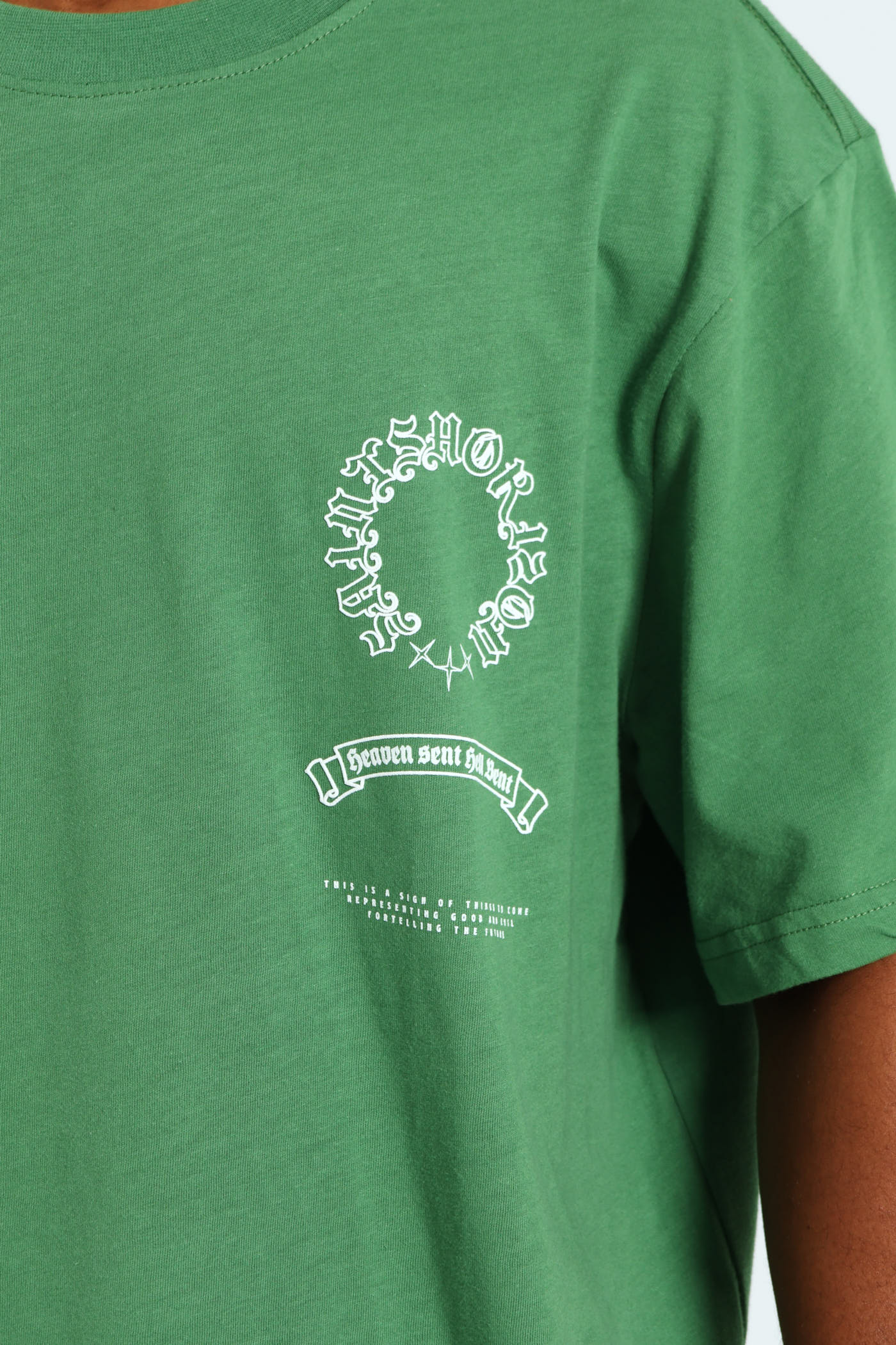 Puff Embroidered Front & Back Print Tee - Green - Image 4
