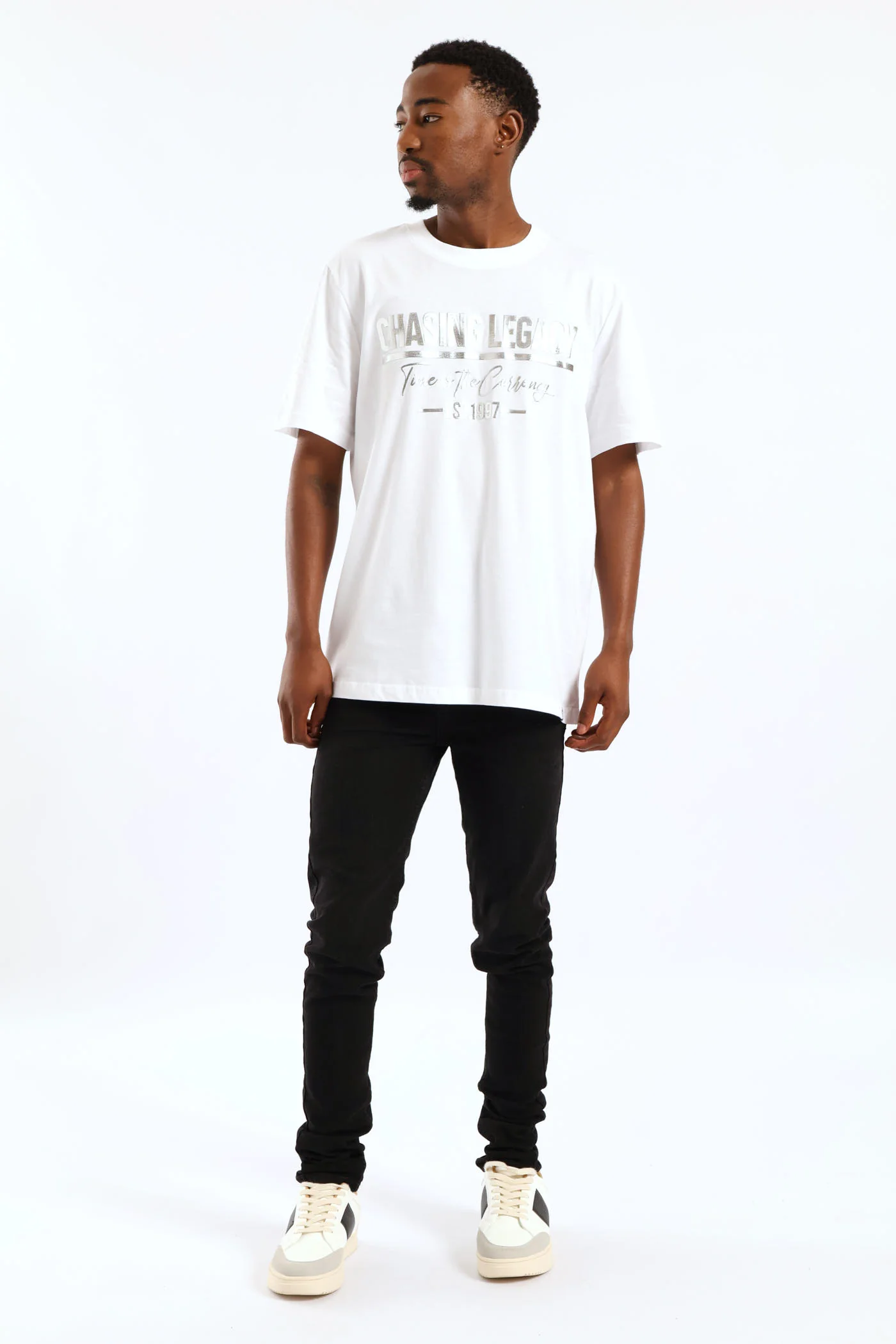 Puff Foil Print Tee - White - Image 3