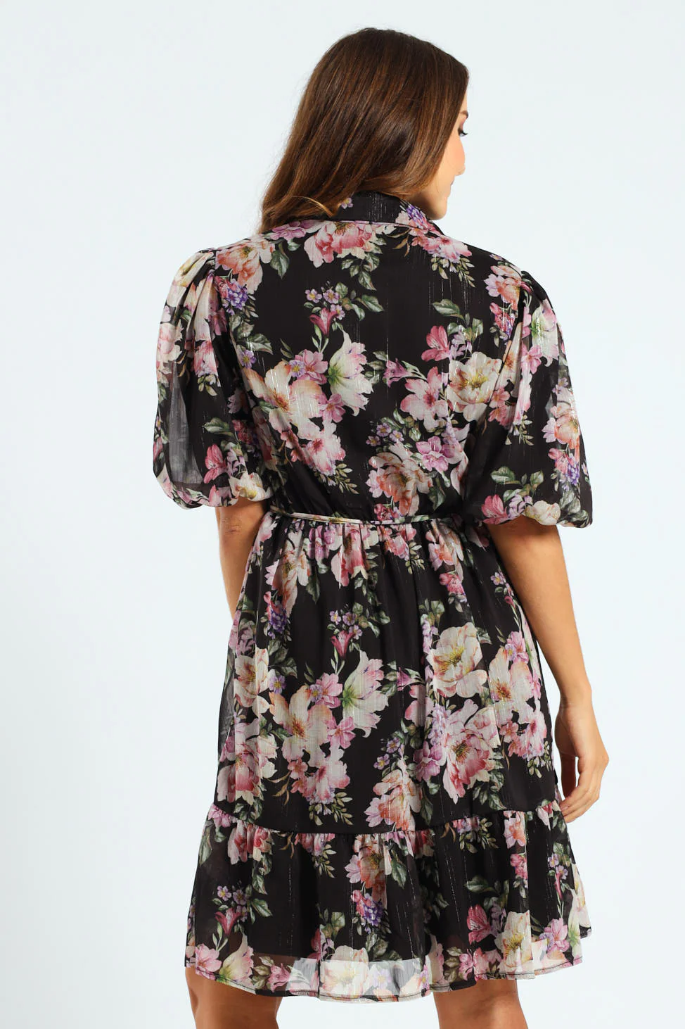 Puff Sleeve Waisted Tea Dress - Image 4