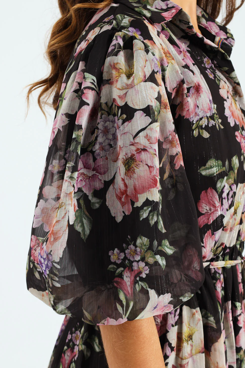 Puff Sleeve Waisted Tea Dress - Image 6
