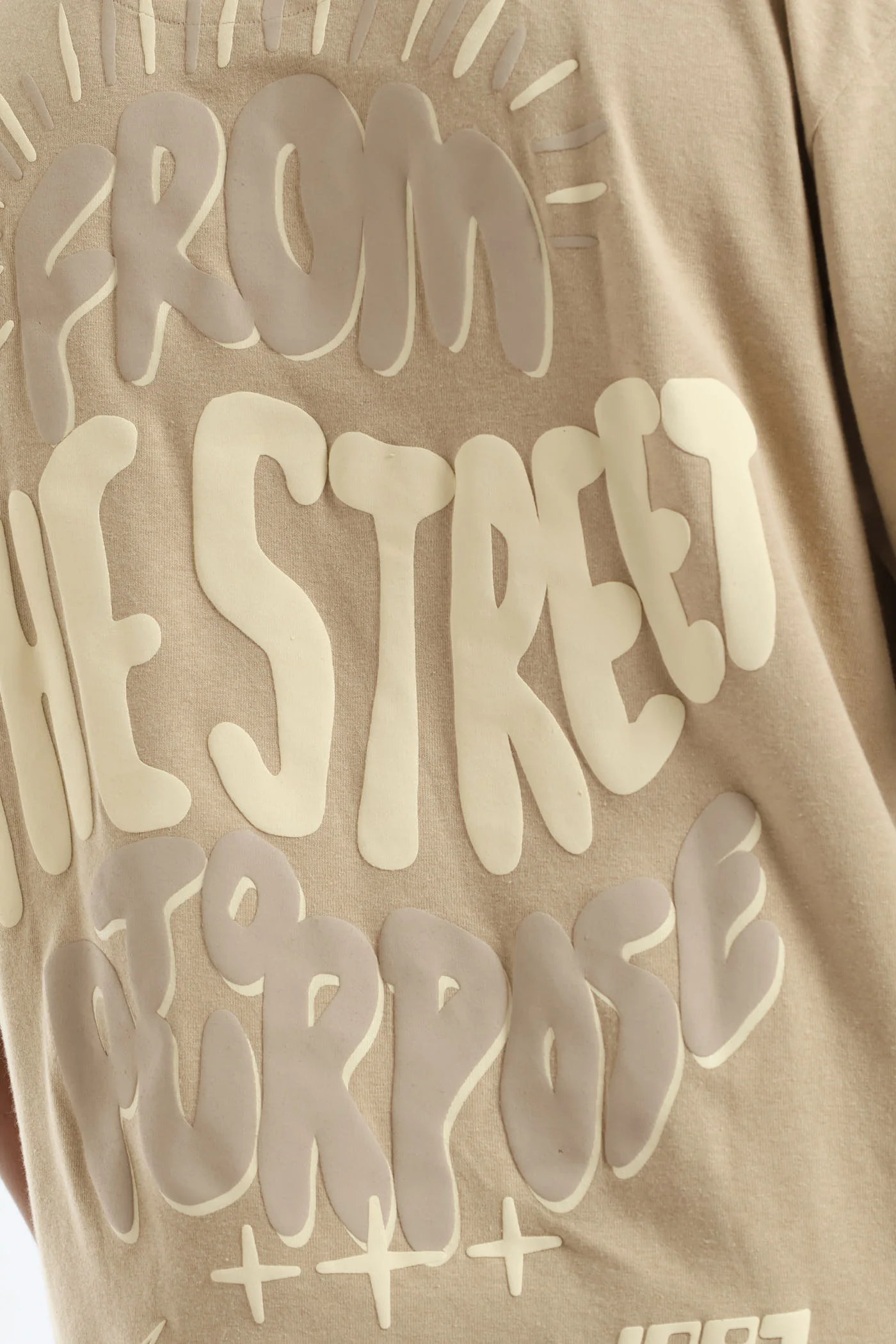 Puff Slogan Oversized Tee - Stone - Image 5