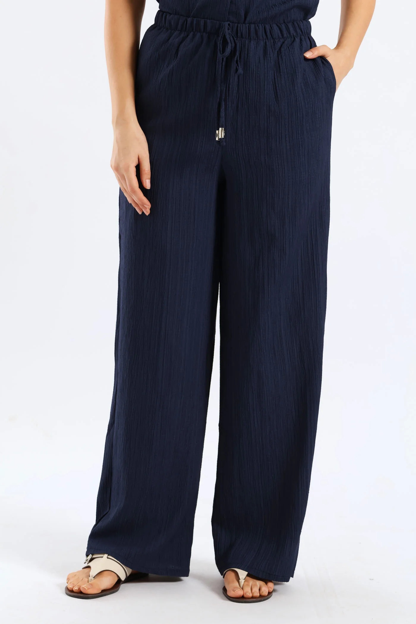 Pull-On Crinkle Pant - Navy - Image 3