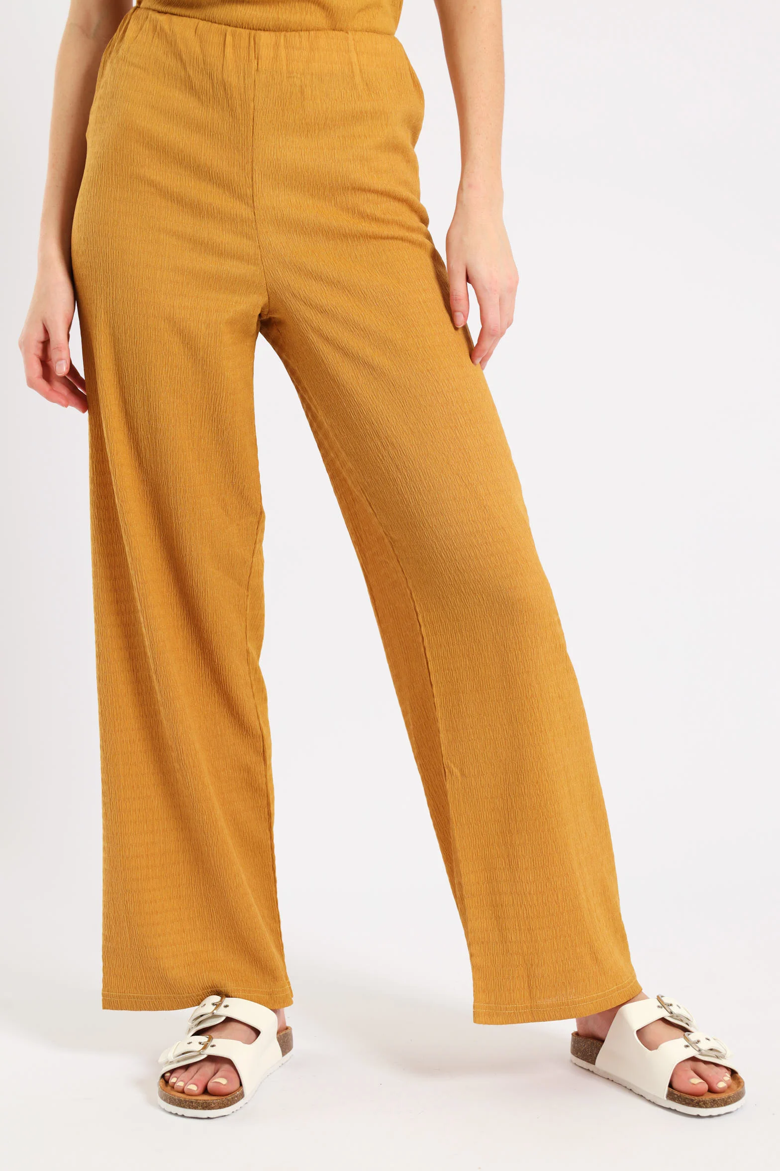 Pull-On Crinkle Wide Leg Pant - Ochre - Image 2