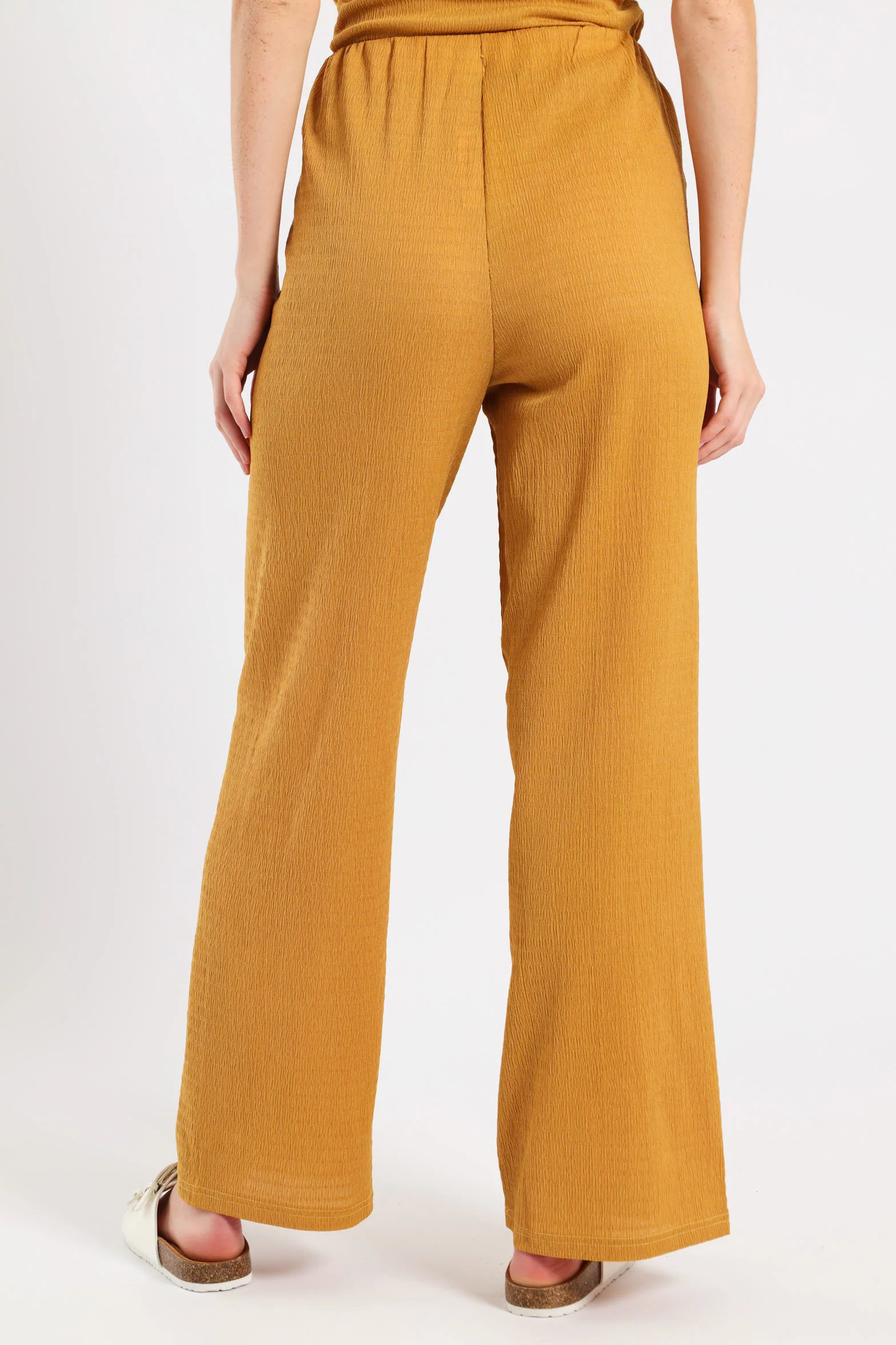 Pull-On Crinkle Wide Leg Pant - Ochre - Image 4
