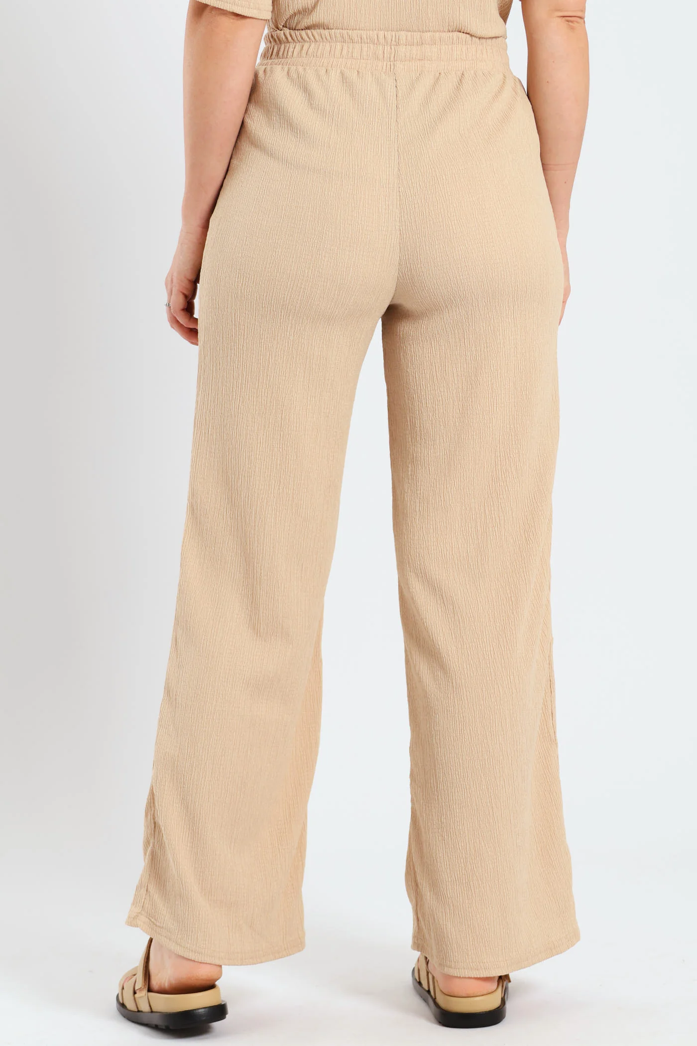 Pull On Crinkle Wideleg Pants - Stone - Image 4