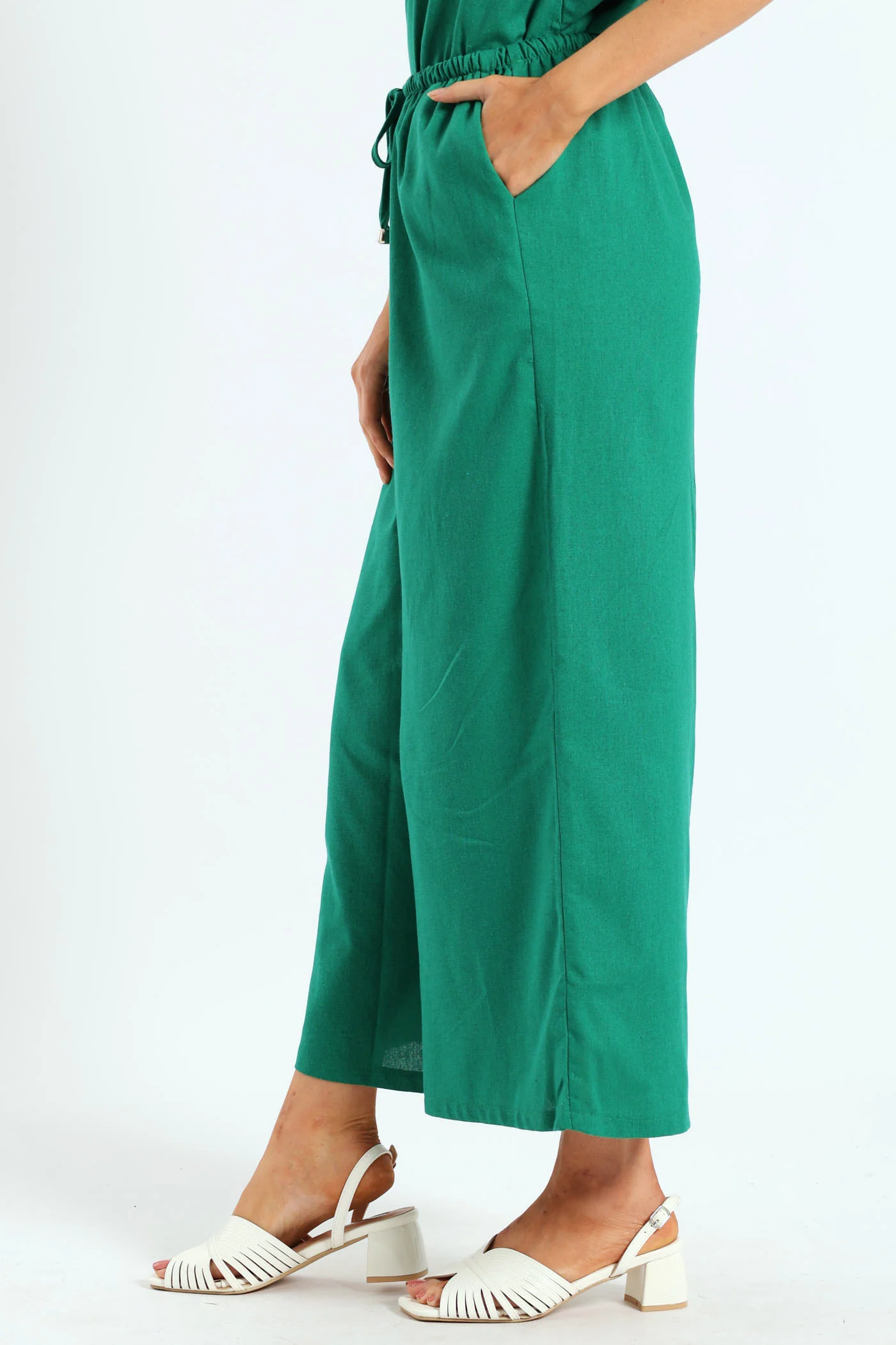Pull On Drapey Capri Pants - Meadow Green - Image 3