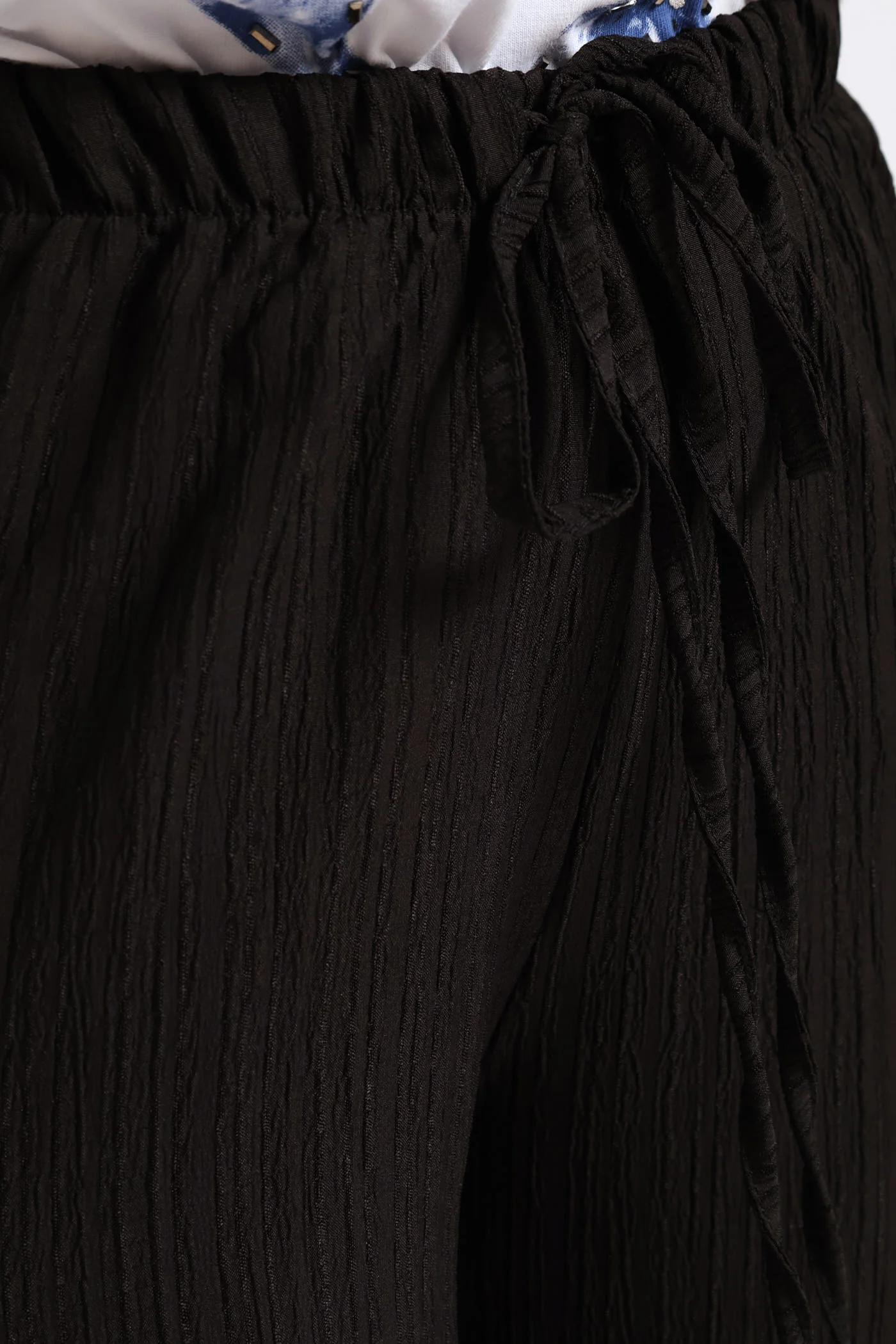 Pull On Drawstring Crinkle Wideleg Pant - Black - Image 4
