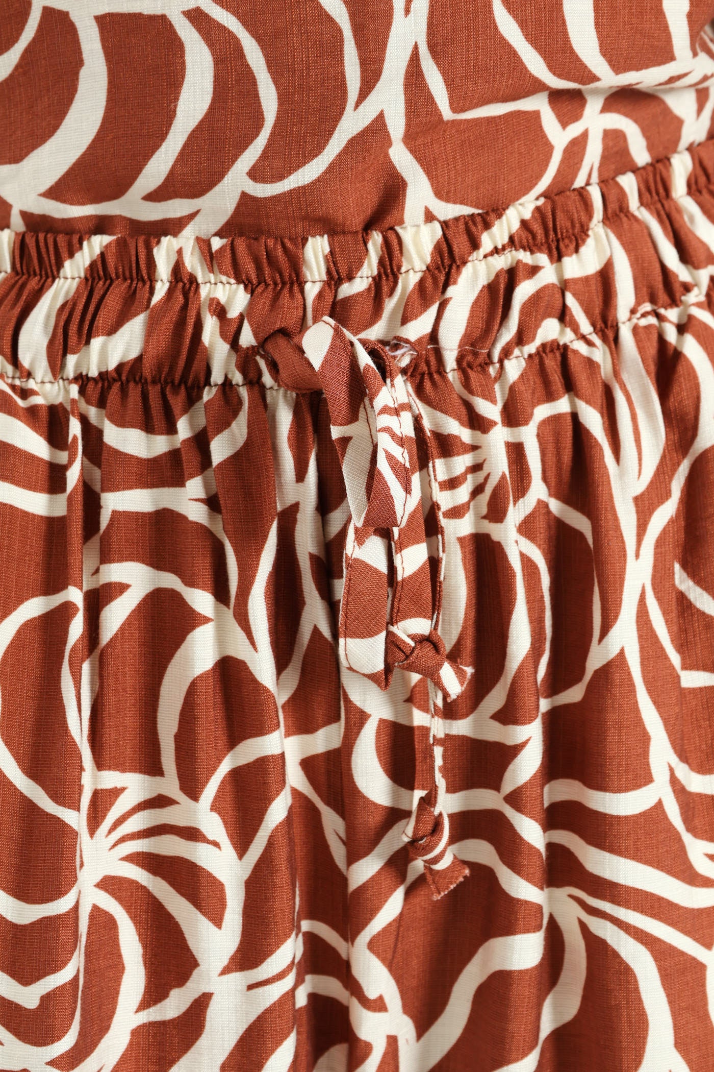 Pull-On Drawstring Wideleg Pant - Rust/Cream - Image 5