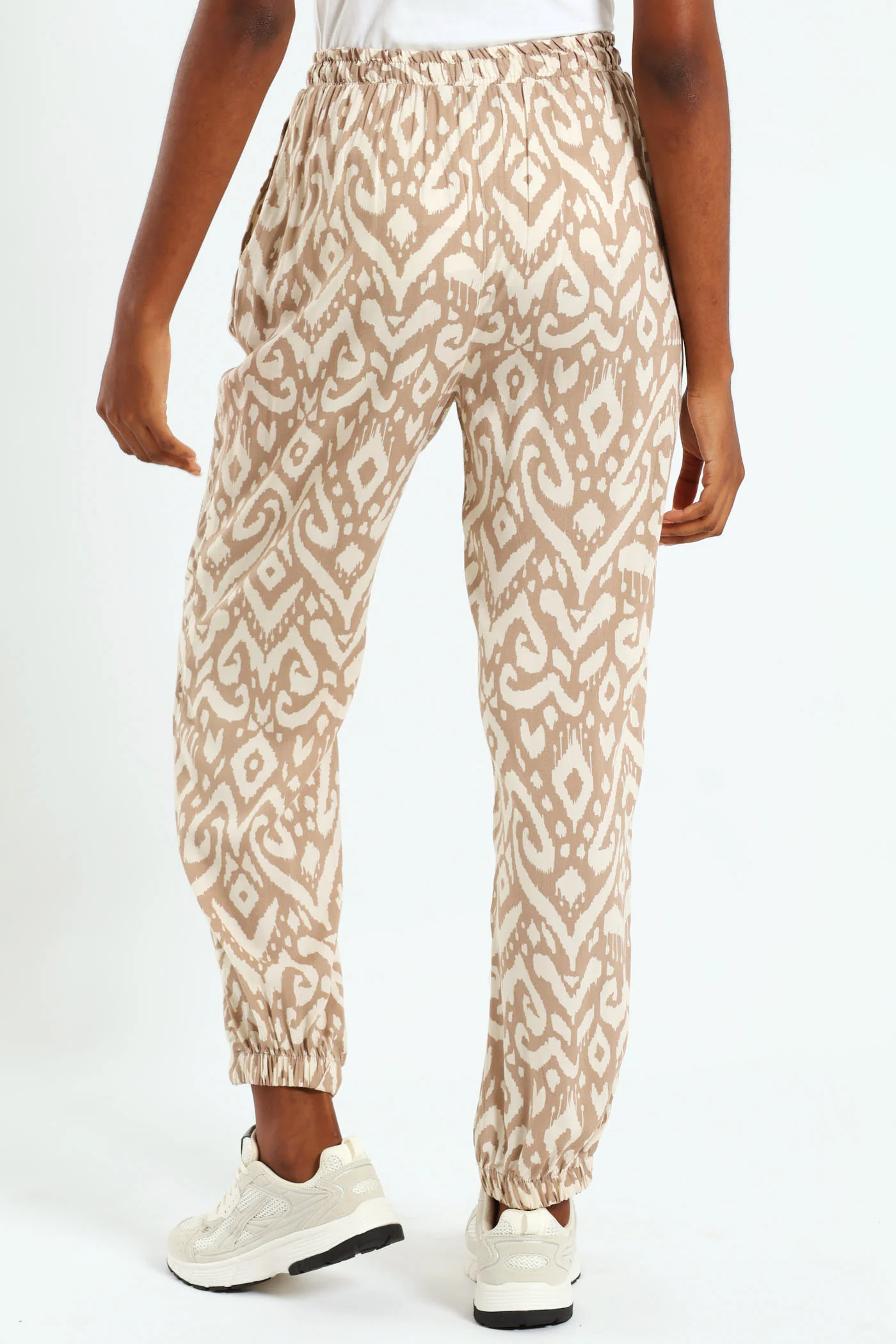 Pull-On Elasticated Cuff Jogger - Taupe/Cream - Image 3