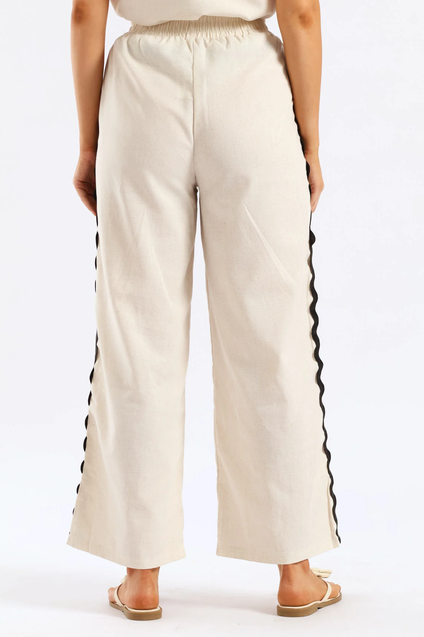 Pull-On Flat Front Wideleg Culotte Pant - Oatmeal Melange - Image 3