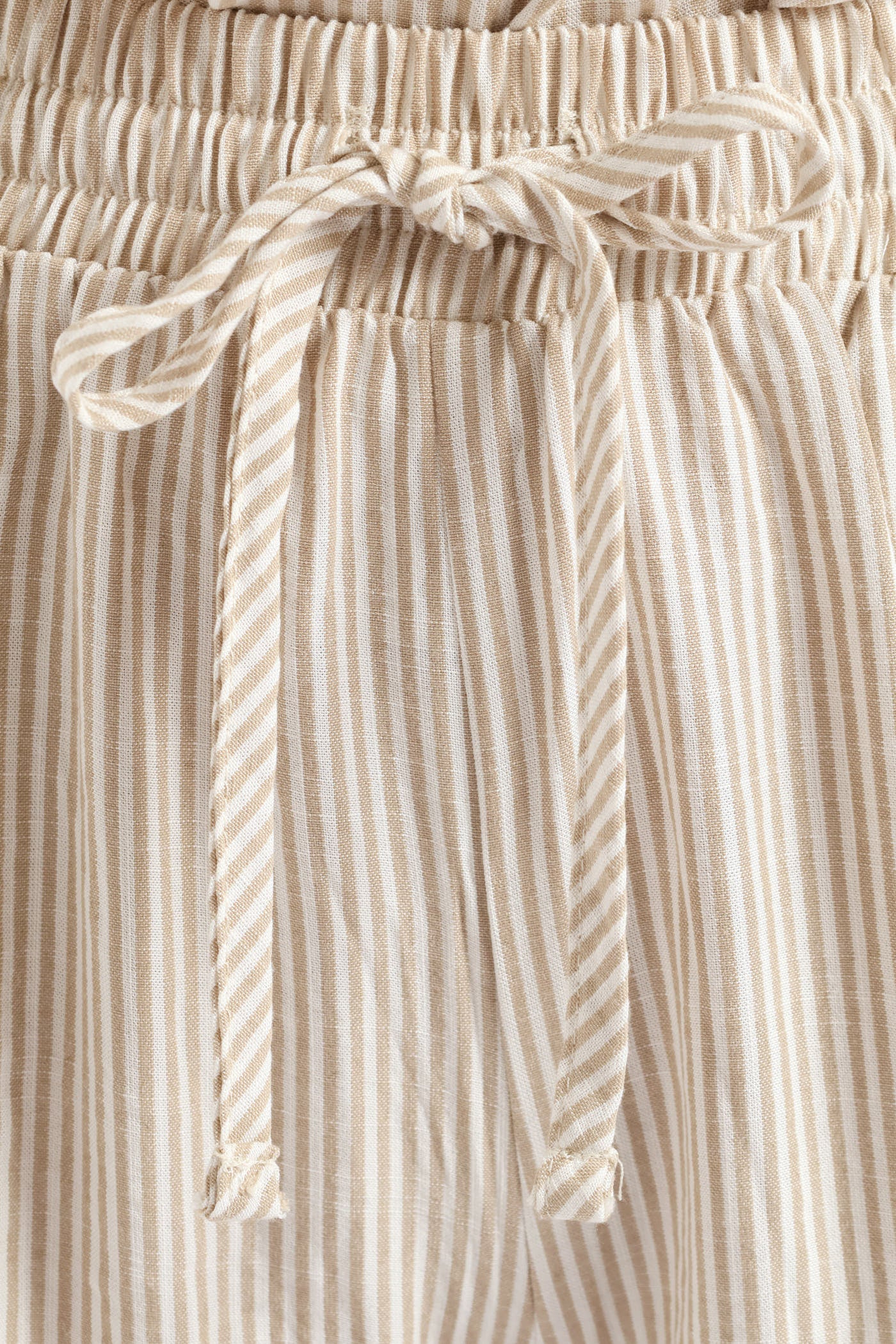 Pull-On Linen Wideleg Pants - White/Beige - Image 5