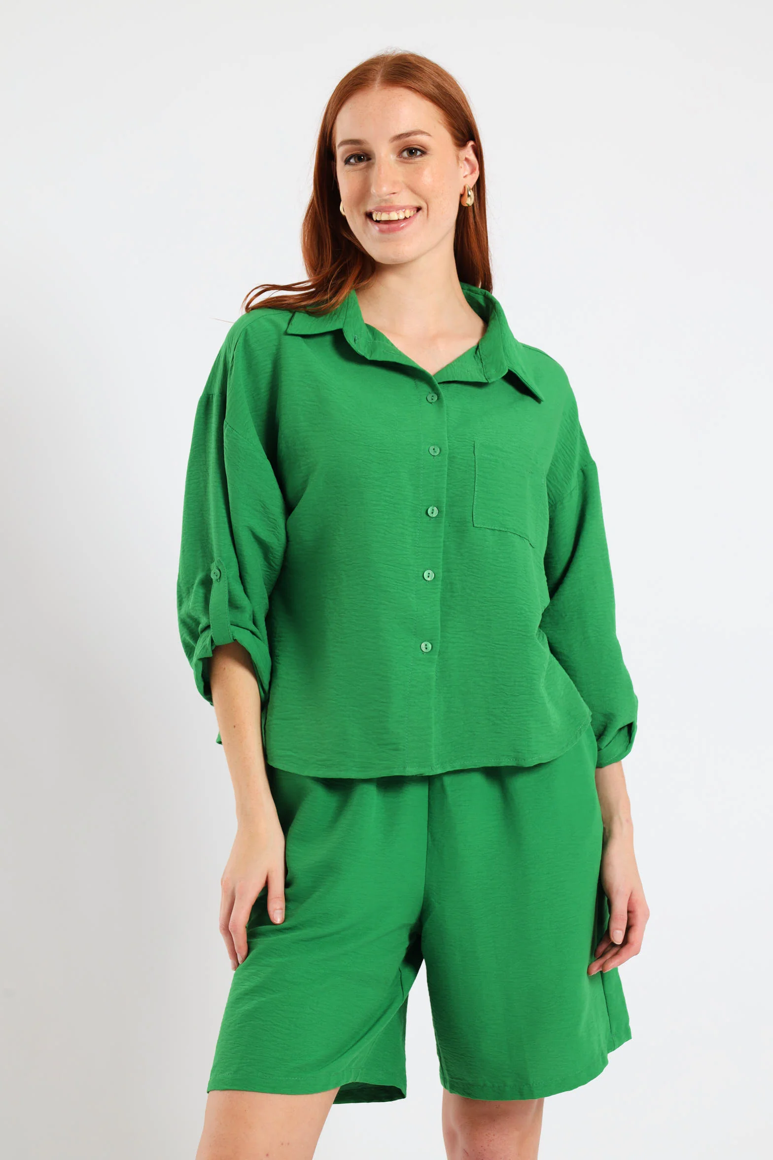 Pull-On Mid-Thigh Toggle Shorts - Emerald - Image 2