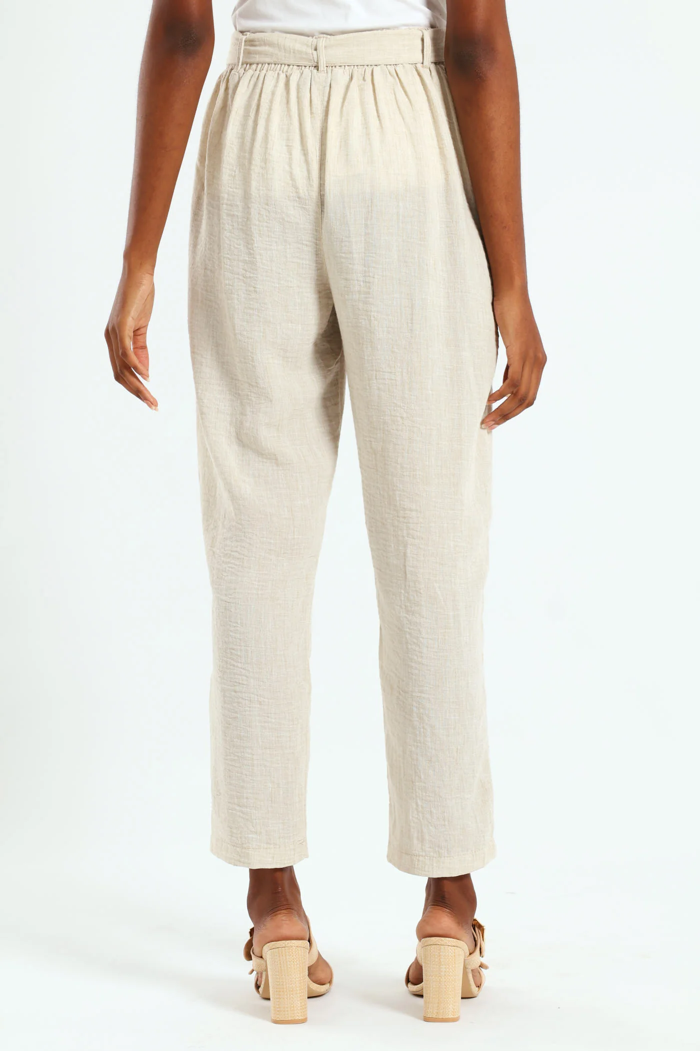Pull On Pleated Tapered Leg Pant - Oatmeal Melange - Image 3