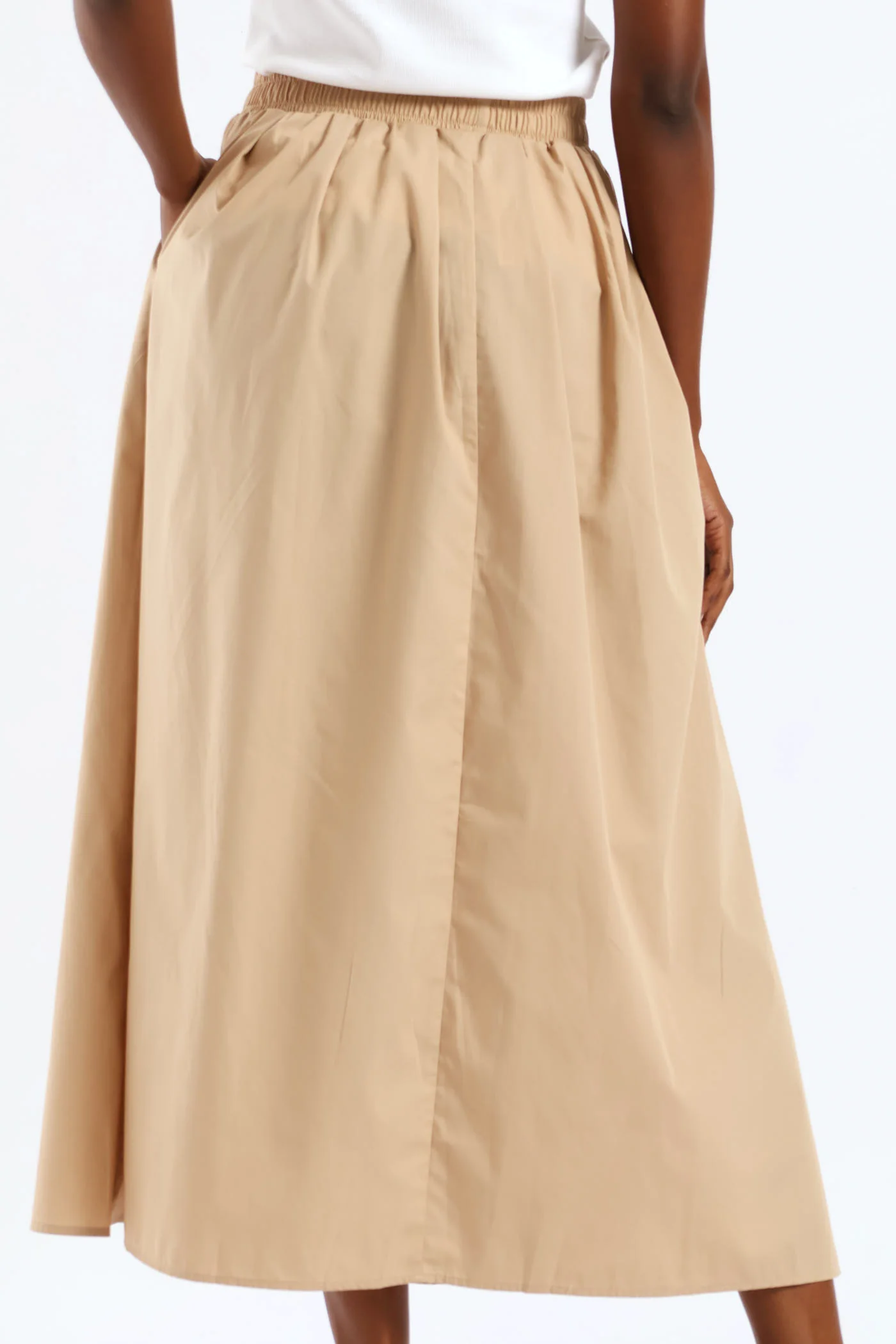 Pull-On Poplin Midaxi Skirt - Stone - Image 4
