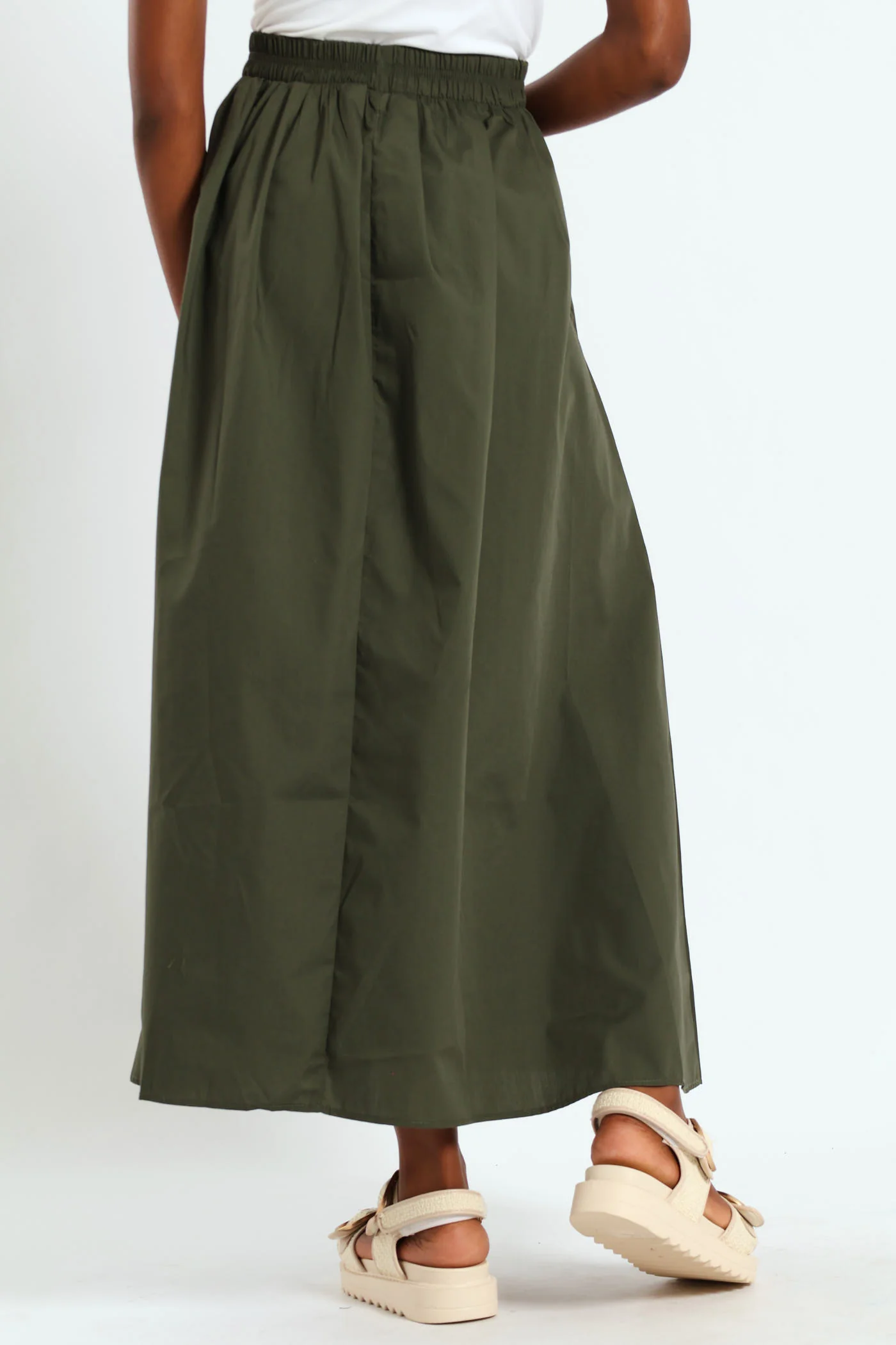 Pull On Poplin Midi Skirt - Fatigue - Image 3