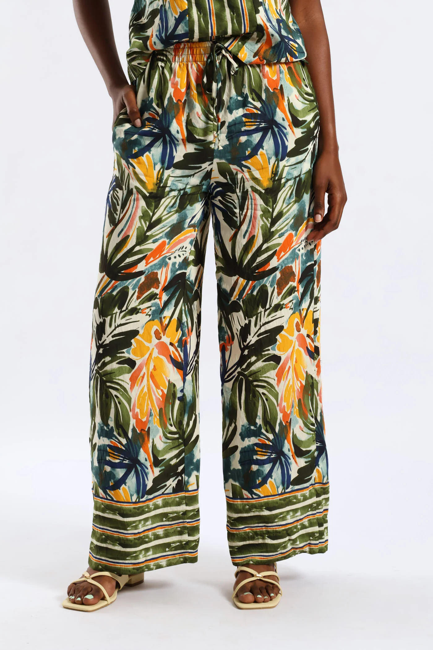 Pull On Print Wideleg Pant - Sage - Image 3