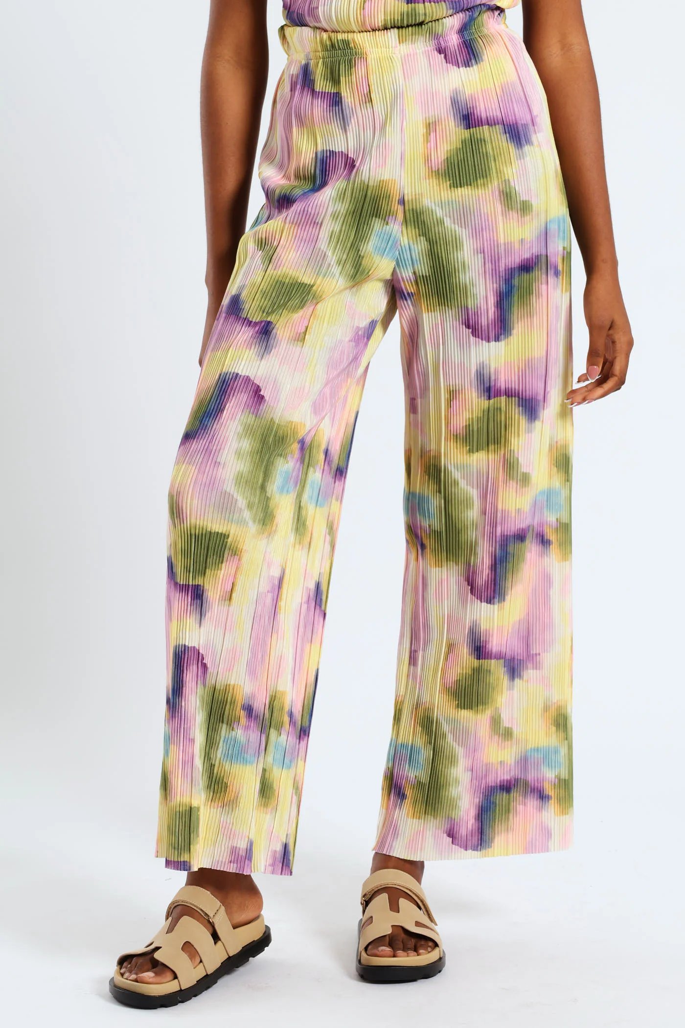 Pull-On Printed Plisse Wideleg Pants - Multi - Image 2