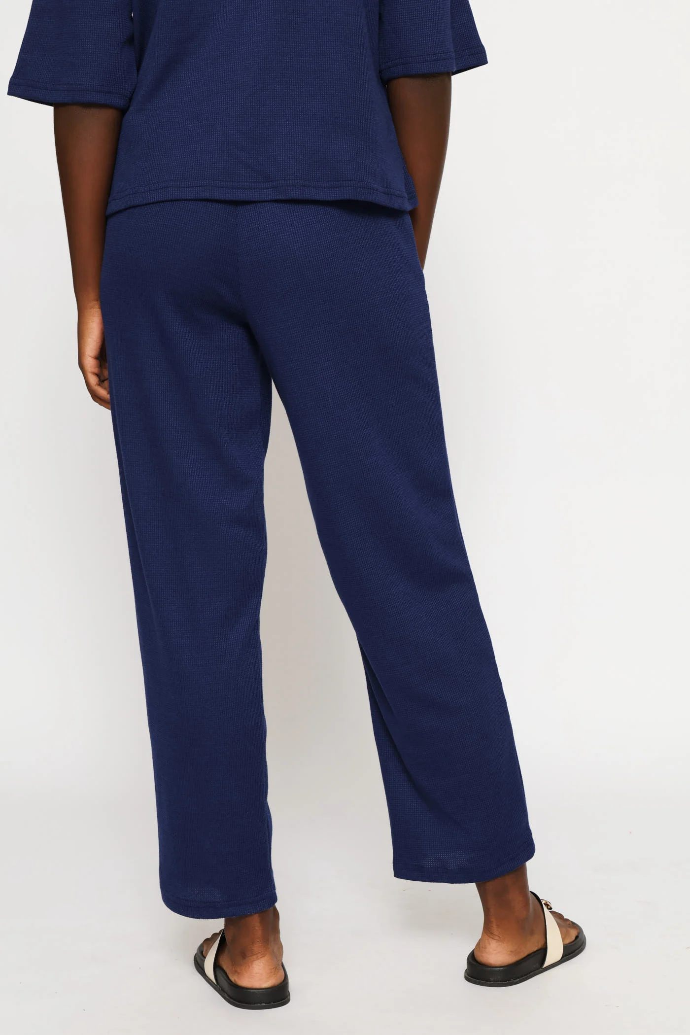Pull On Tapered Leg Waffle Pant - Navy - Image 4