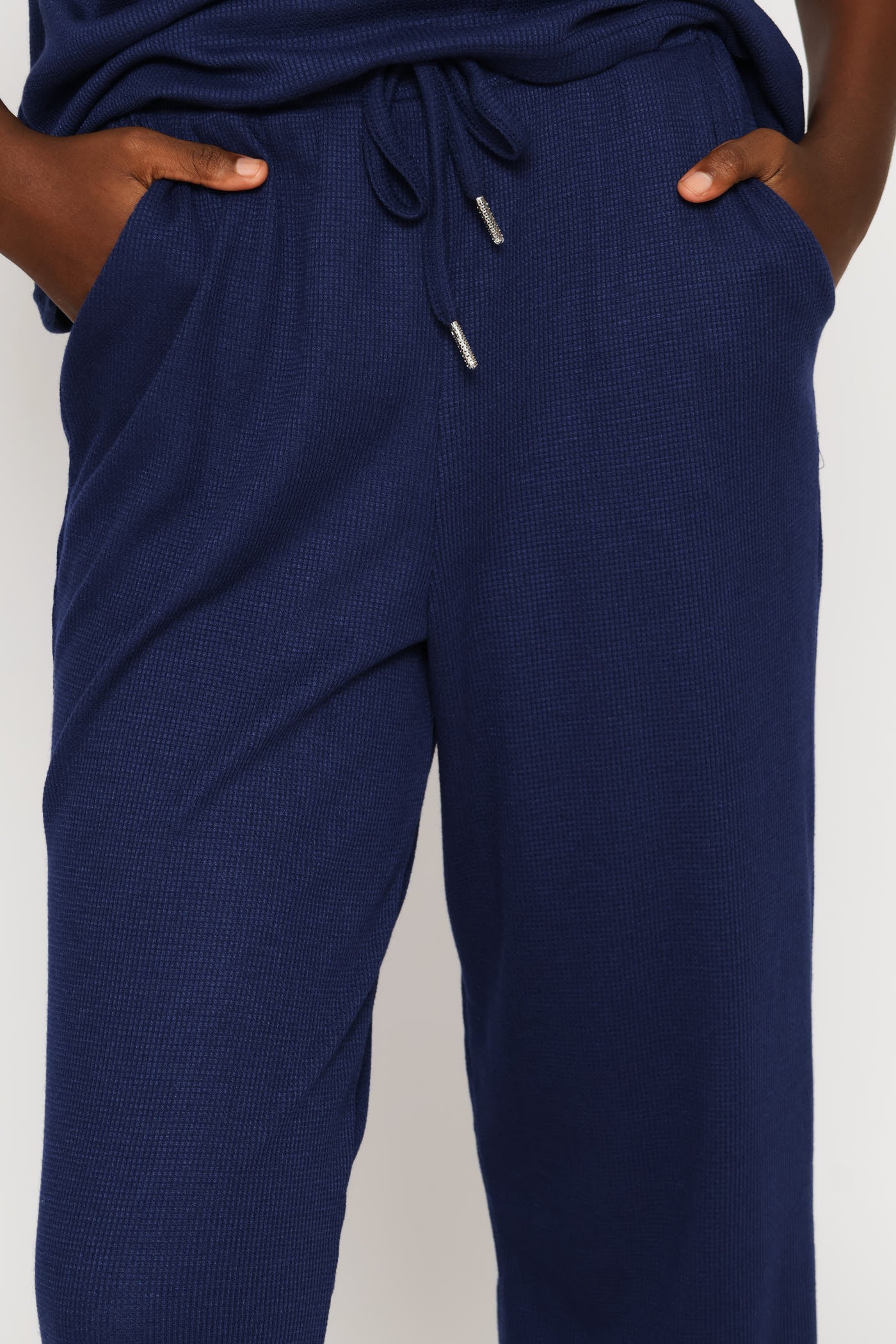 Pull On Tapered Leg Waffle Pant - Navy - Image 5