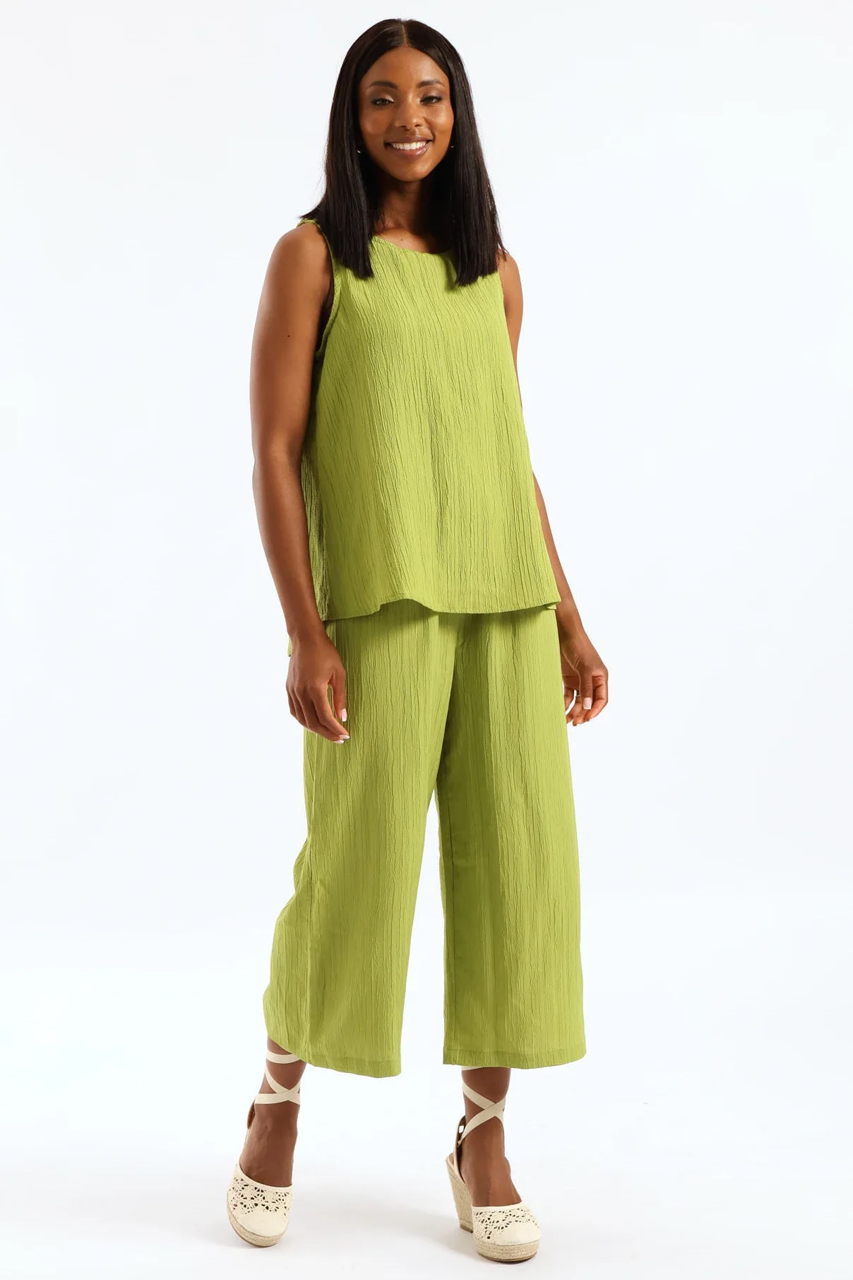 Crinkle  Shell Tank - Chartreuse - Image 2