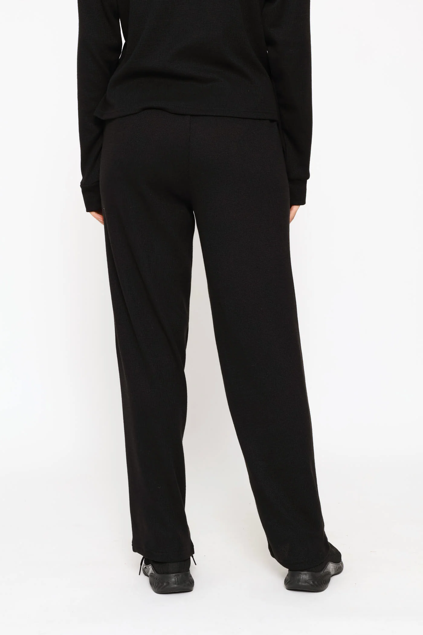 Pull On Waffle Tapered Leg Pant - Black - Image 4