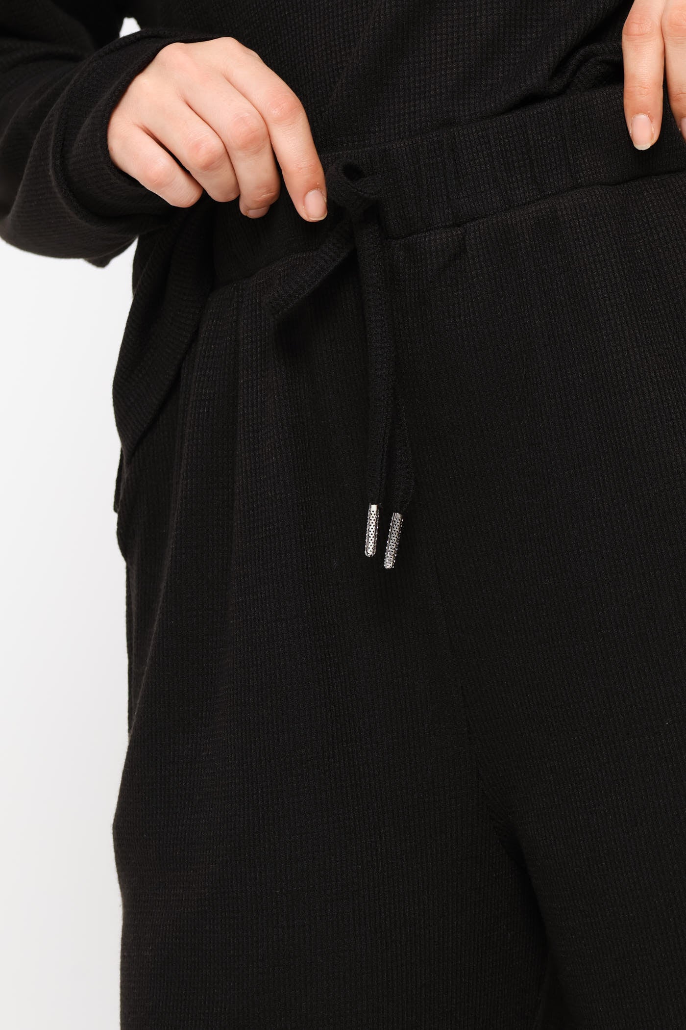 Pull On Waffle Tapered Leg Pant - Black - Image 5