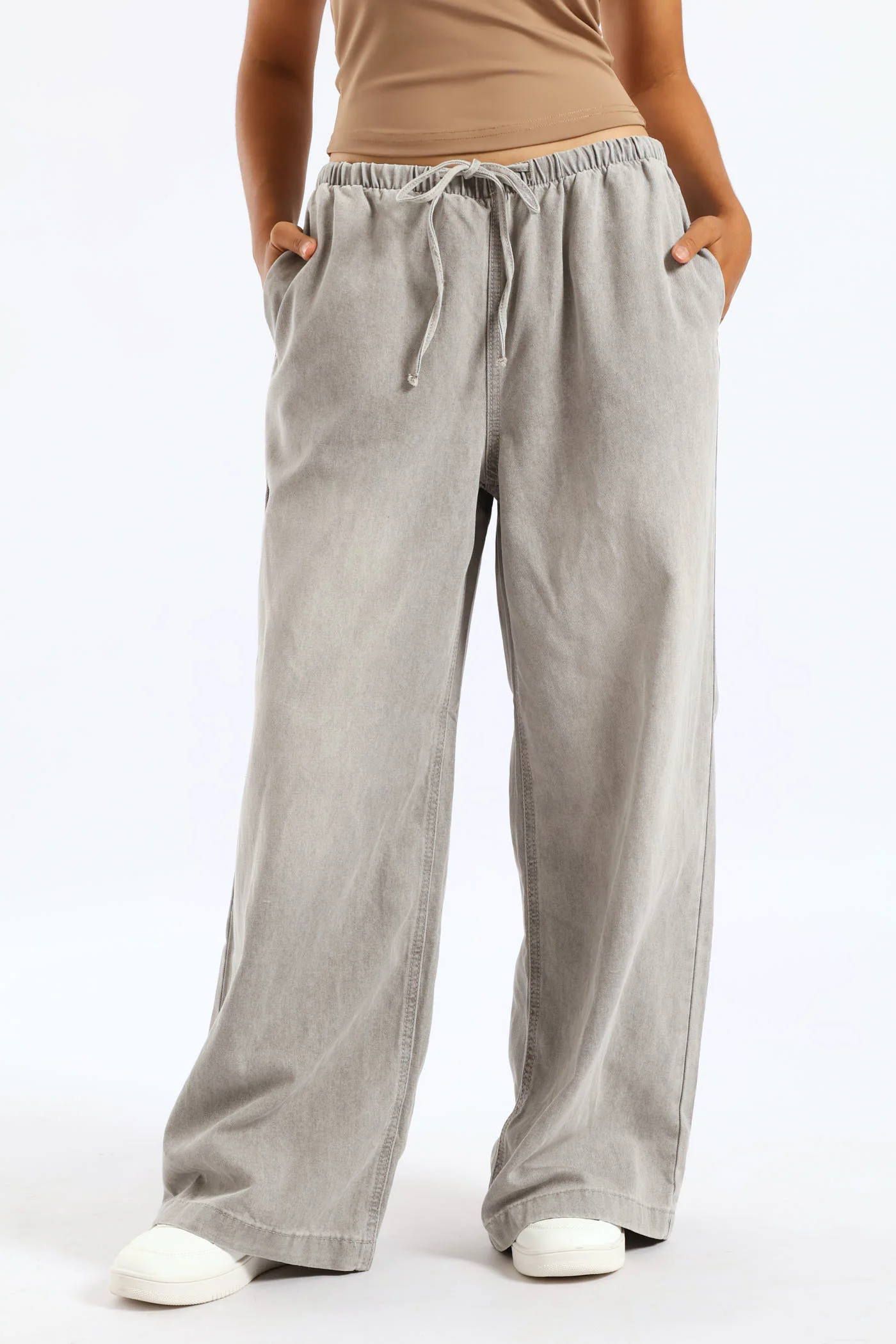 Pull-On Wide Leg Jean - Salty Grey - Image 2