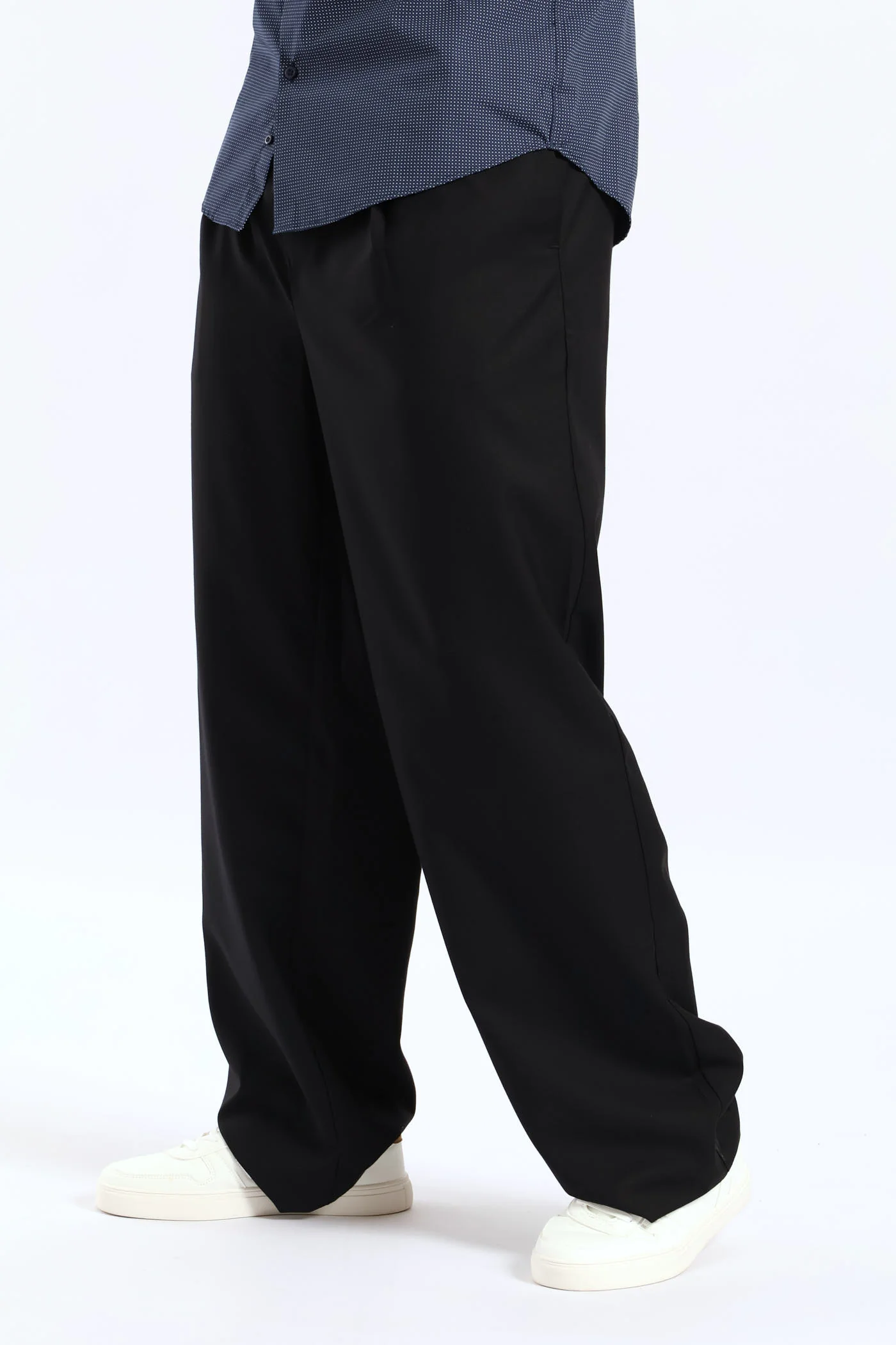 Pull-On Wide Leg Trousers - Black - Image 2